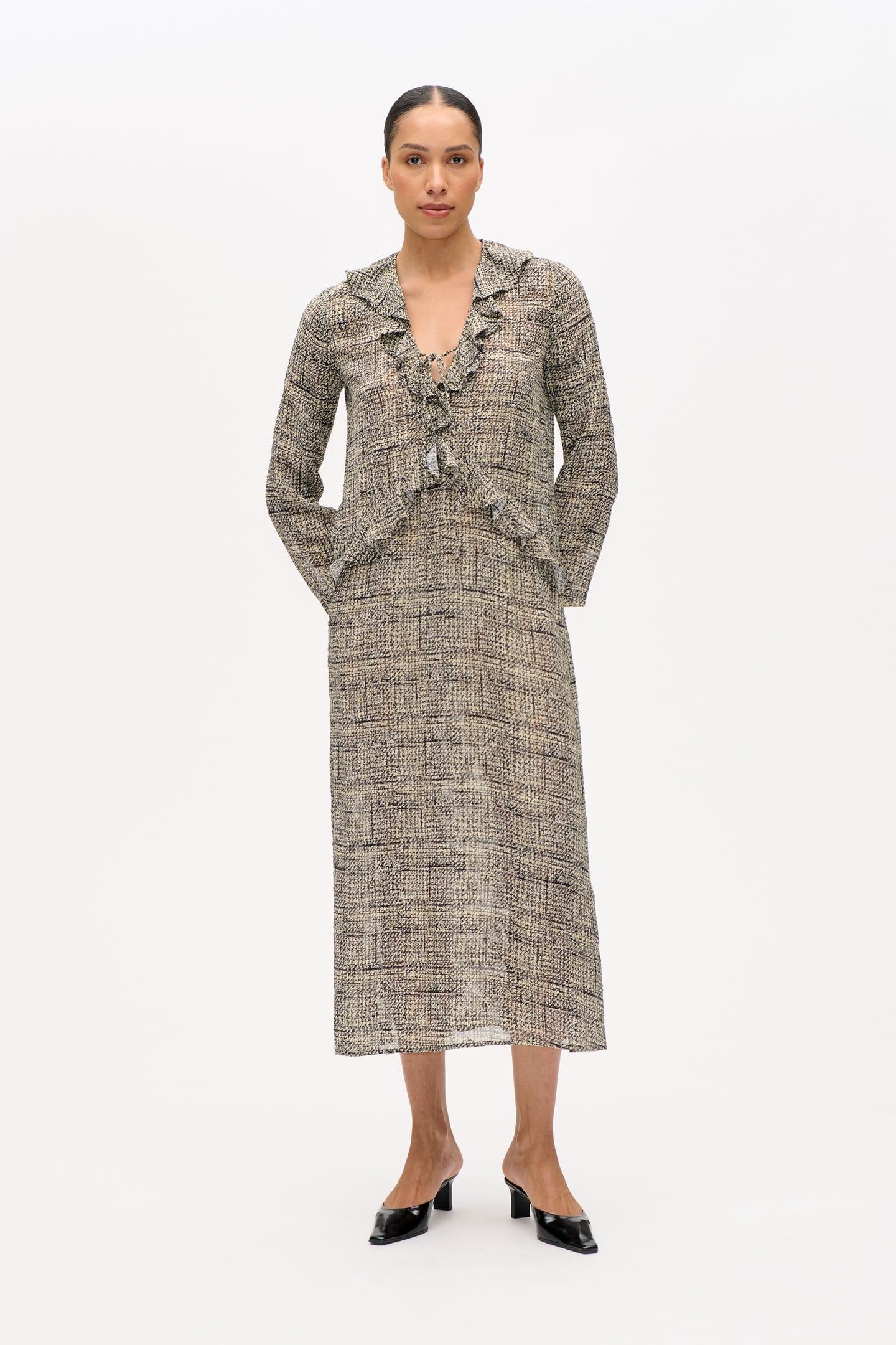 ANNICKEN DRESS YELLOW PRINTED TWILL 1