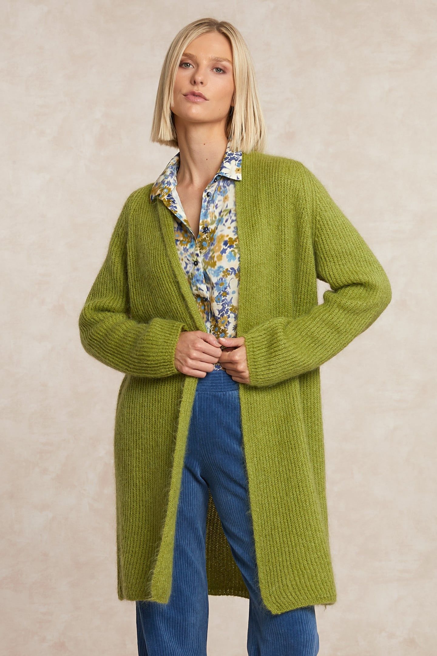 LONG CARDIGAN LONG SLEEVES OLIVE GREEN 1