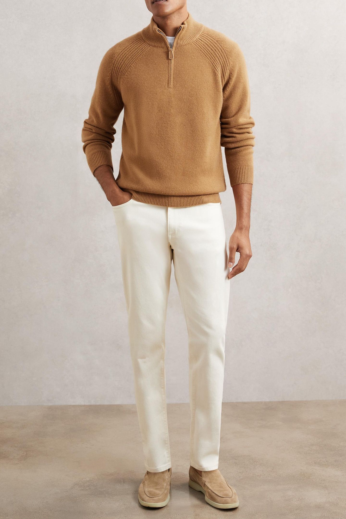 LS HALF ZIP JUMPER CAMEL 3