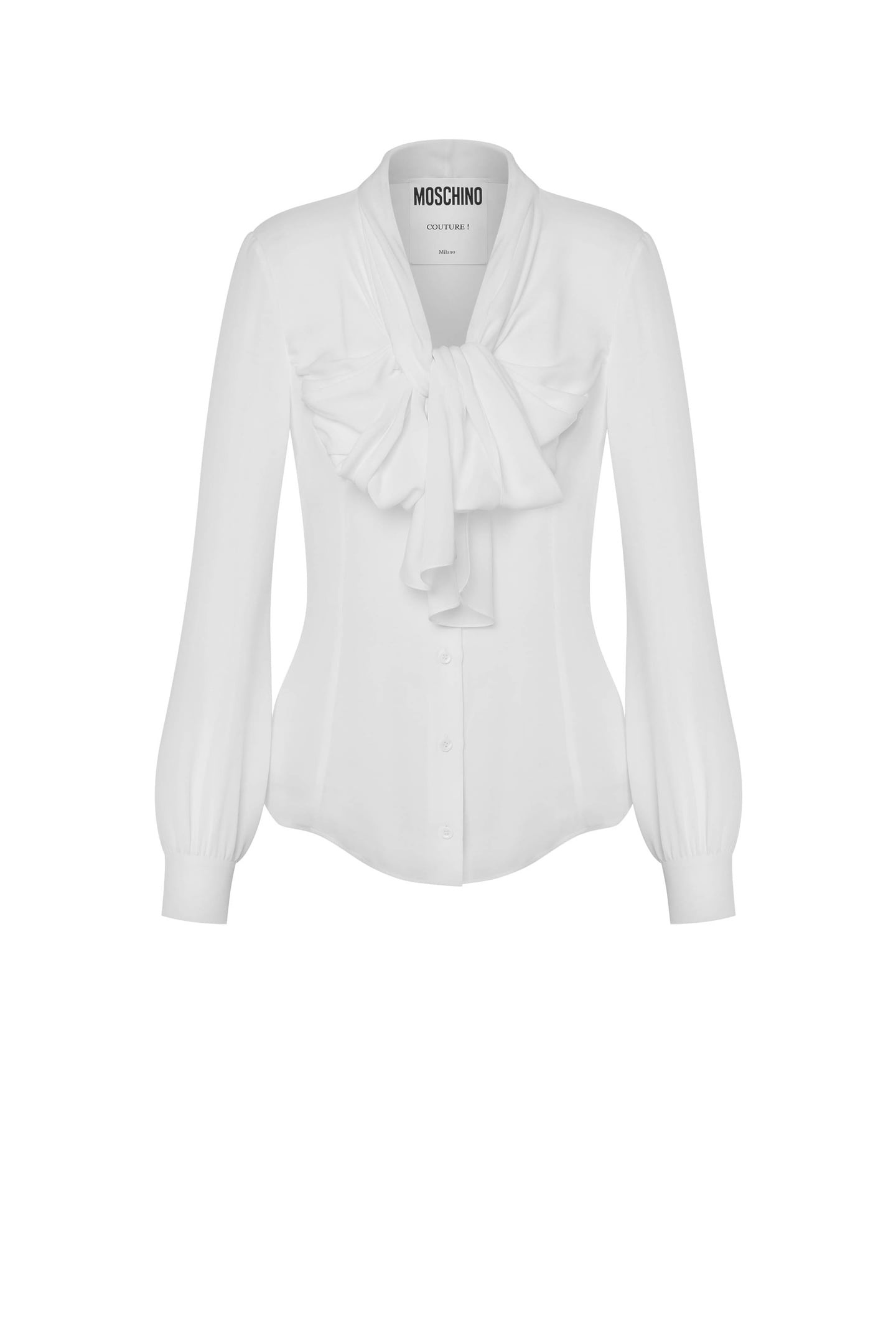 SILK CHARMEUSE SHIRT WITH BOW WHITE 3