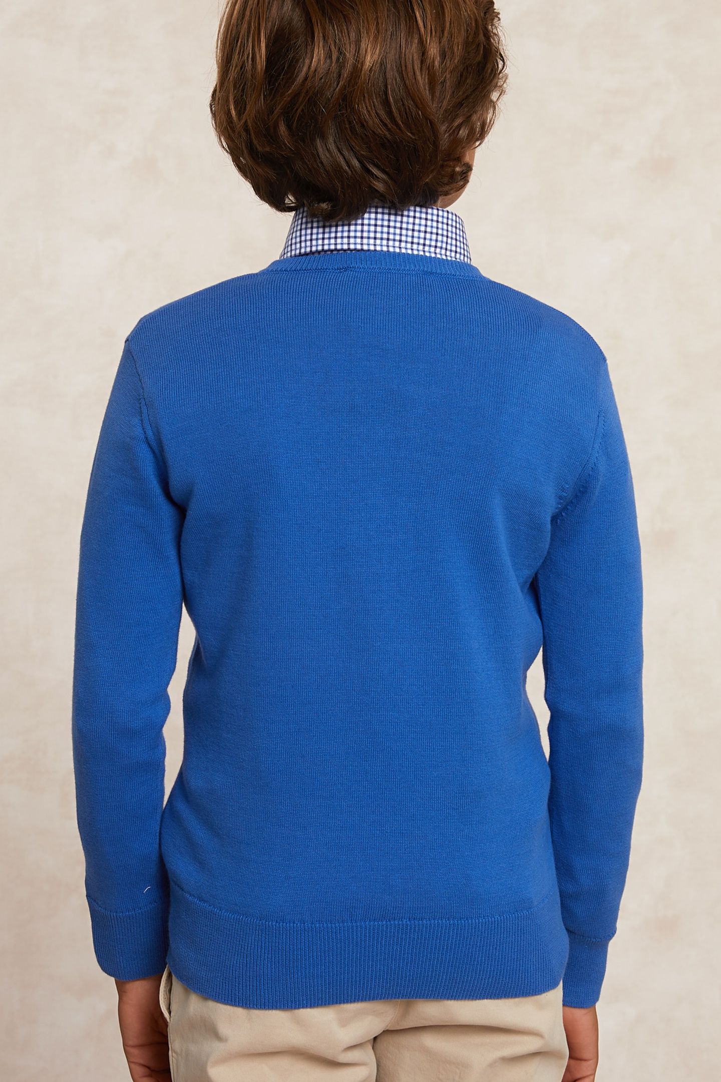 CUSTOM FIT COTTON V-NECK PULLOVER EVENING BLUE 2
