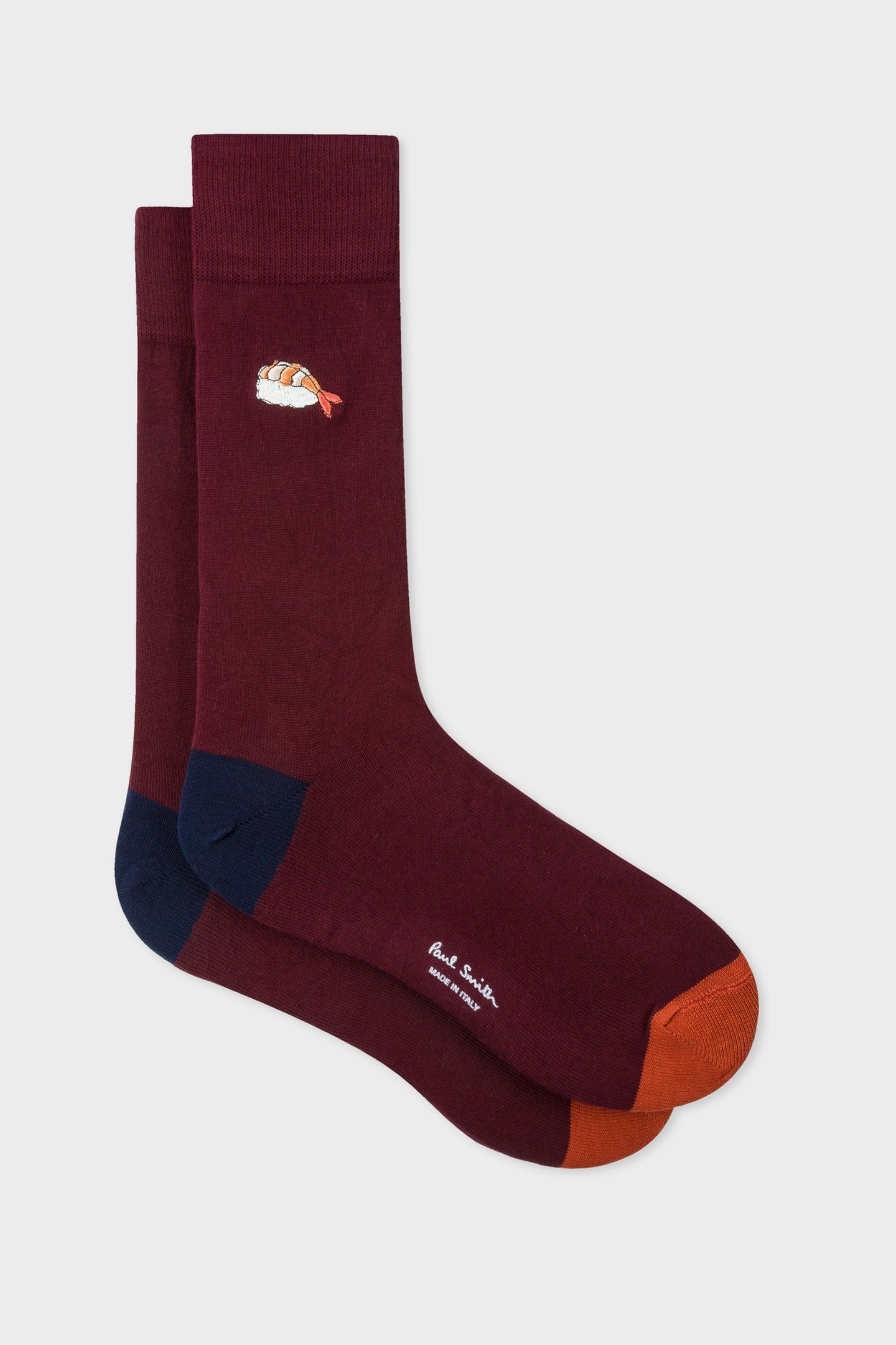 MEN SOCK EMB FOOD BURGUNDY/ BORDE 2
