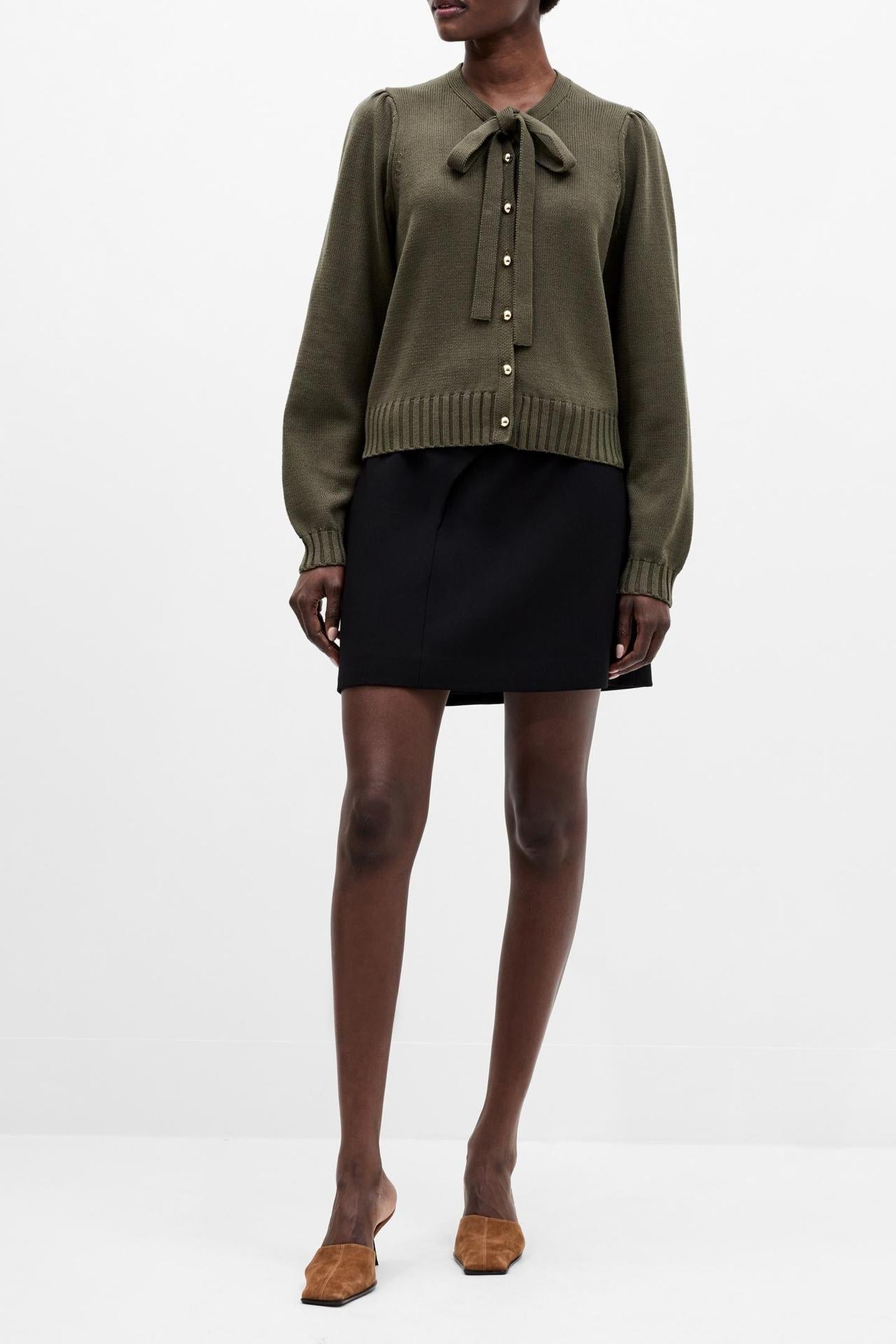 VARLI LS TIE NK CARDIGAN KHAKI GREEN KHAKI GREEN 1
