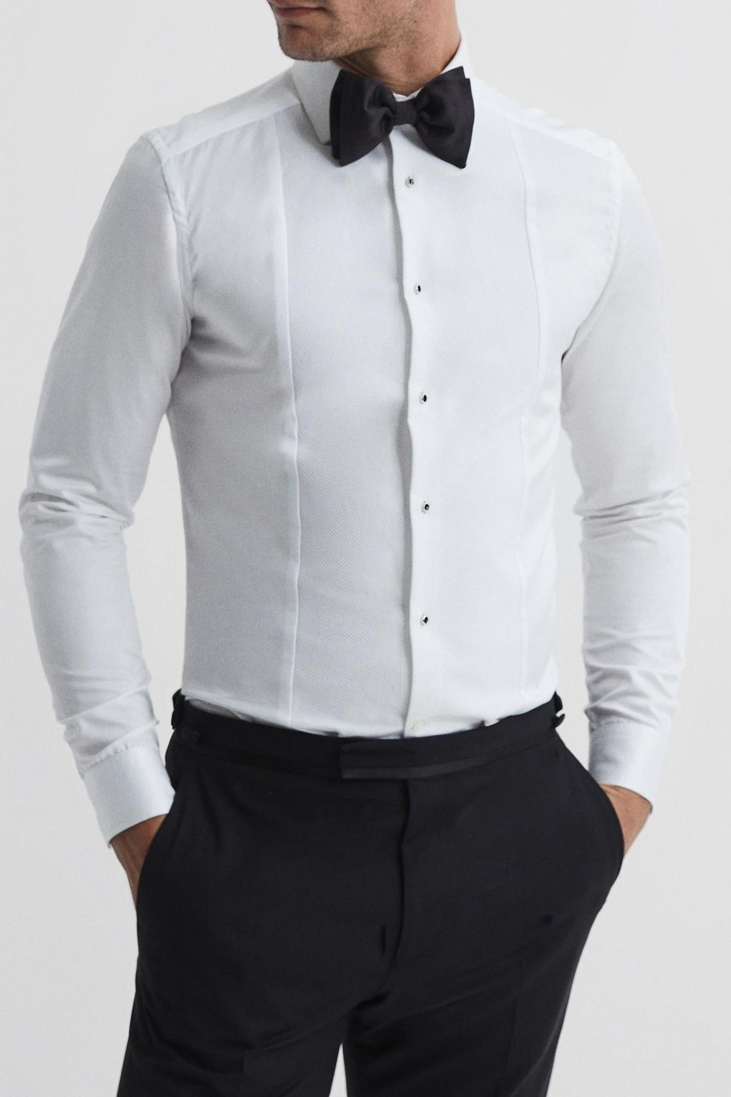 LS MARCELLA BIB COTTON DINNER SHIRT WHITE 1
