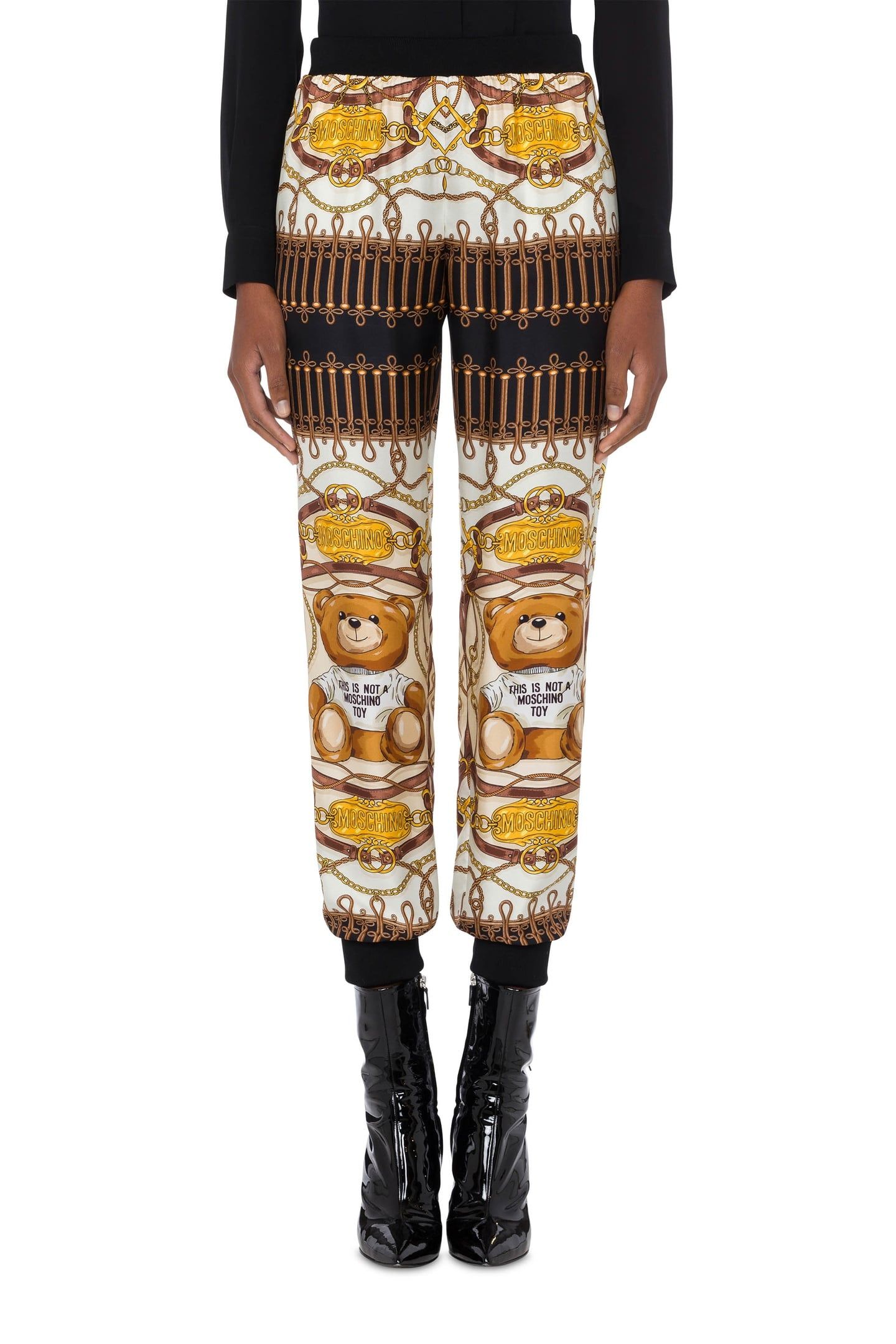 MILITARY TEDDY SCARF SILK TROUSERS WHITE 1