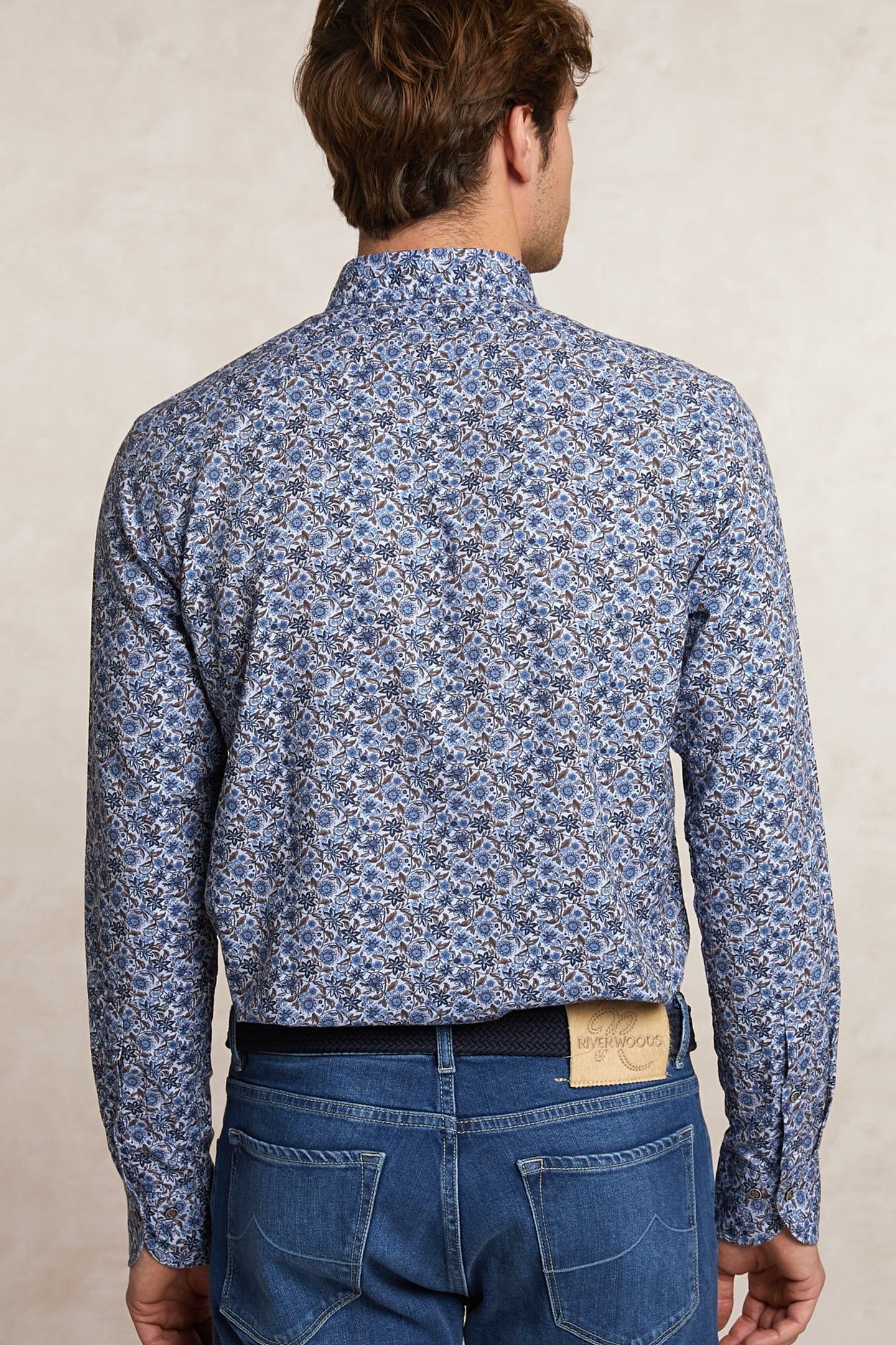 CUSTOM FIT FANTASY SHIRT BROWN/BLUE 2
