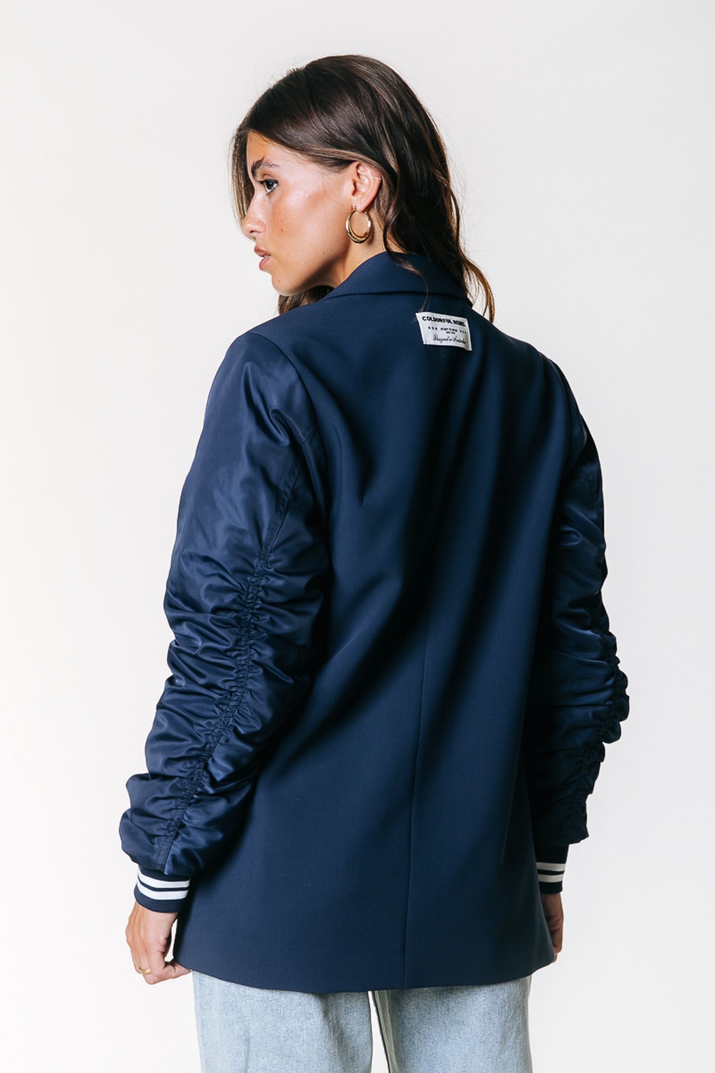 GEMMA CONTRAST SLEEVE BLAZER NAVY 3