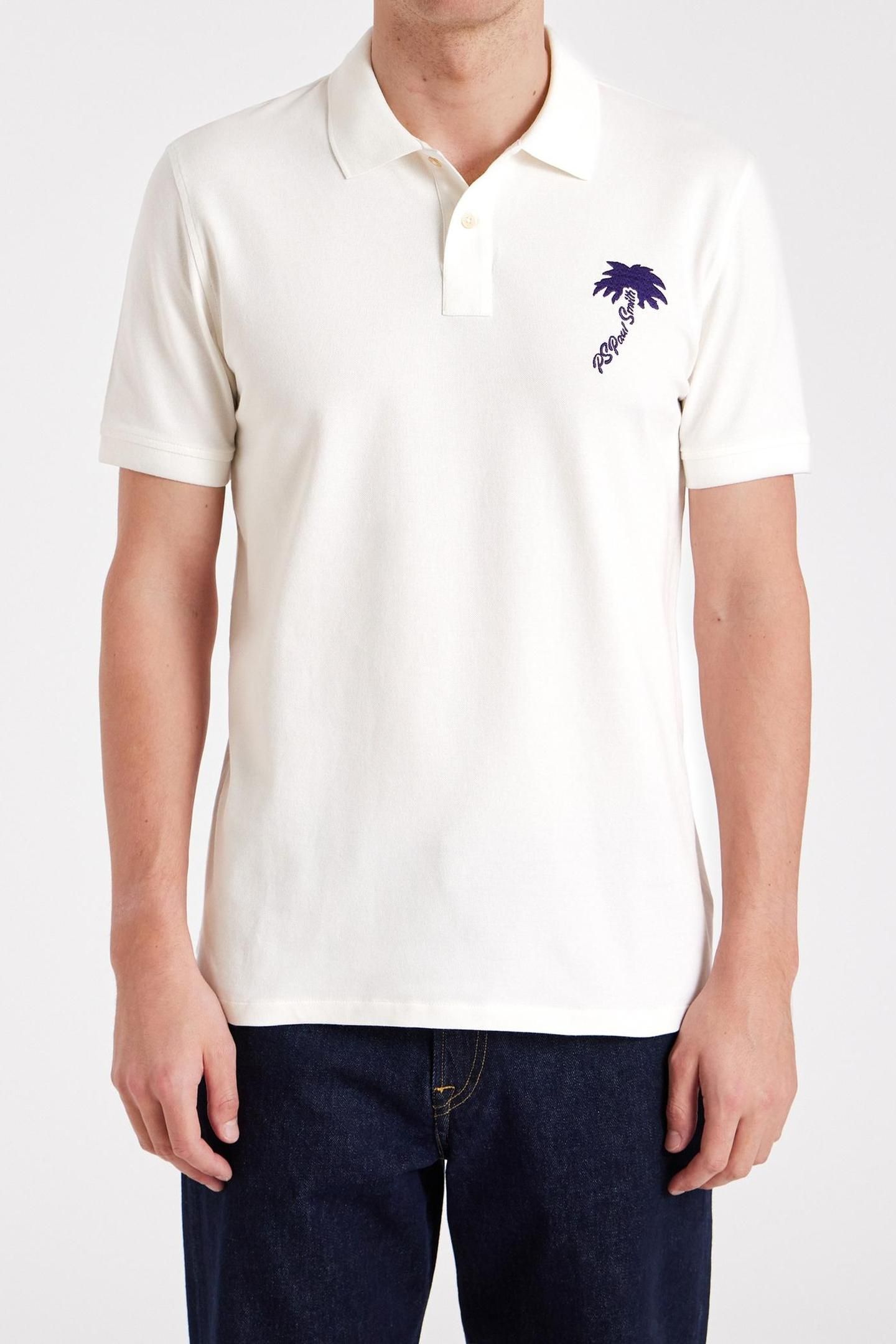 MENS POLO SHIRT PALM EMB OFF WHITE 1