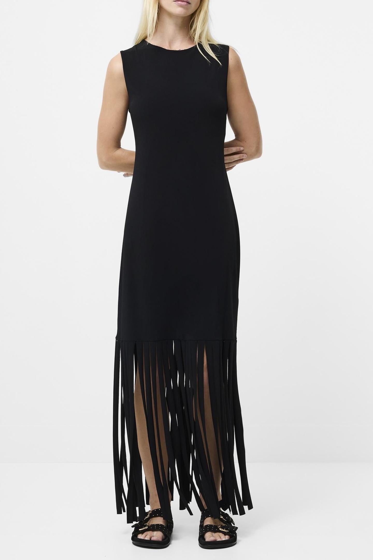 SAMIRA FRINGE JERSEY DRESS BLACK 2