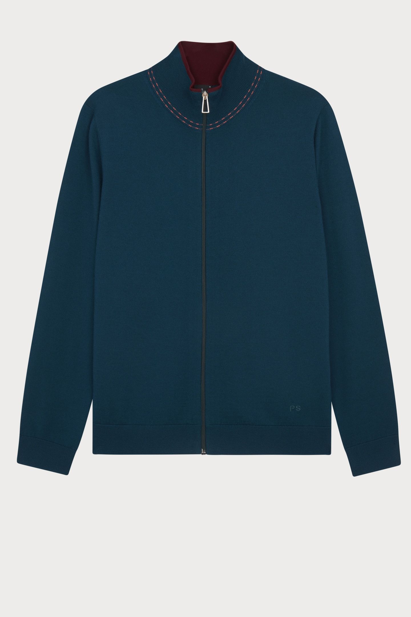MENS CARDIGAN ZIP THRU PETROL GREEN 5