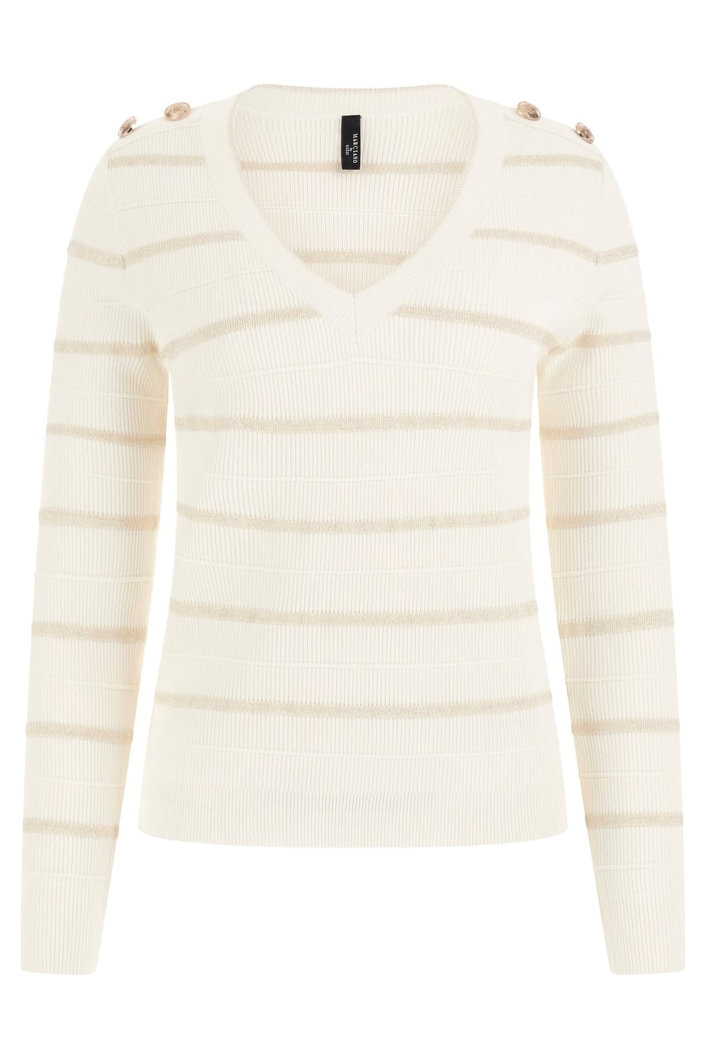 ADA V NECK TOP SWTR MACADAMIA / WHITE GO 1