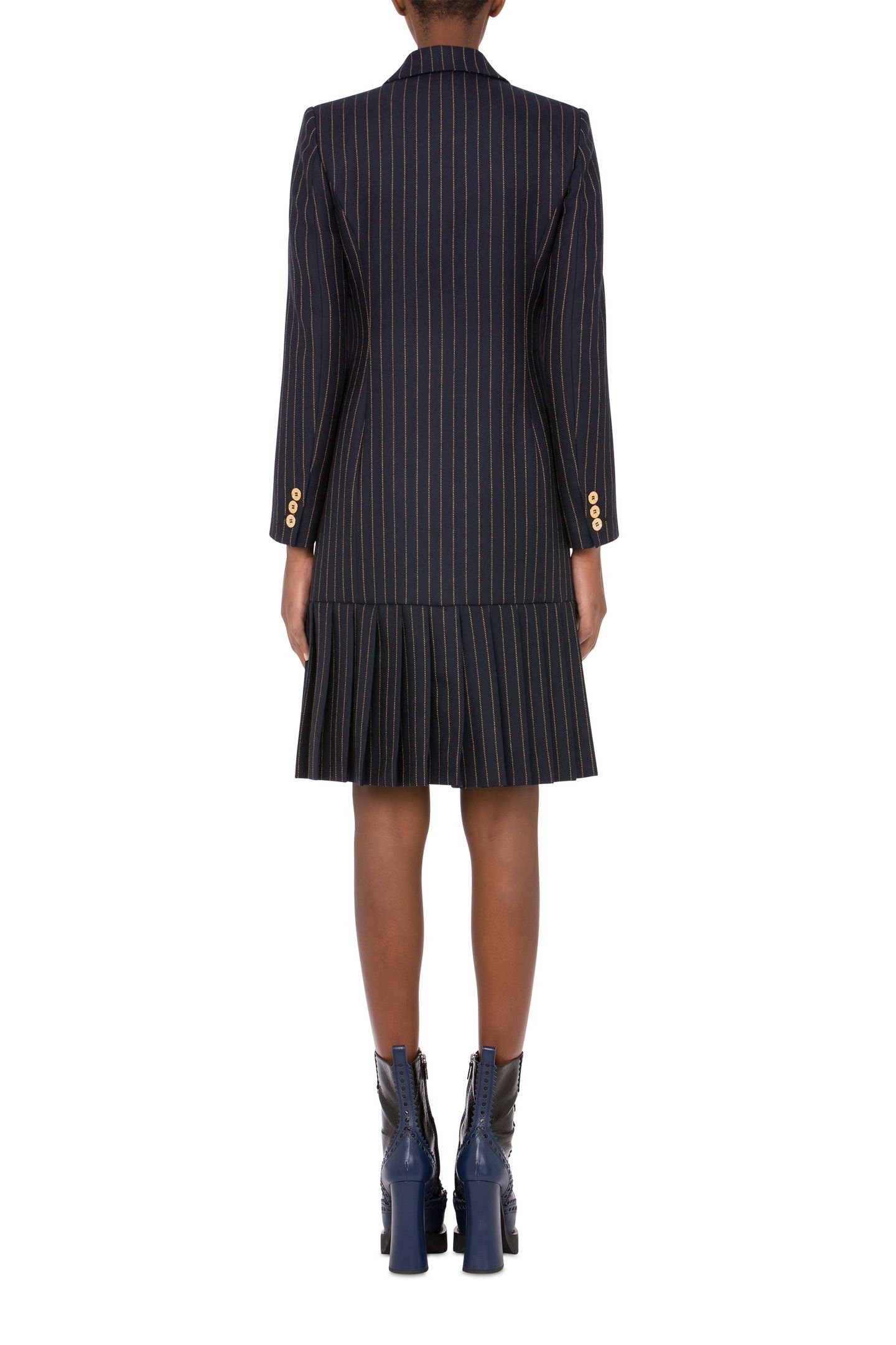 PINSTRIPE ROBE MANTEAU DRESS BLUE 2