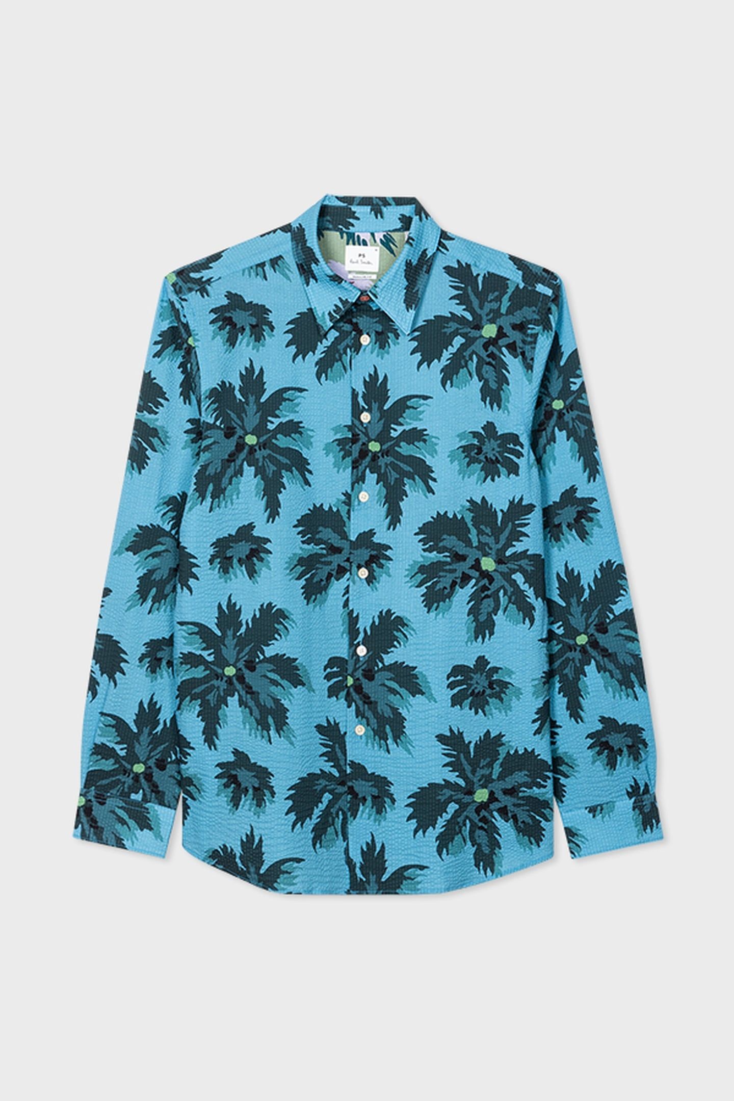 MENS REGULAR FIT LS SHIRT CURVE HEM BLUE 4