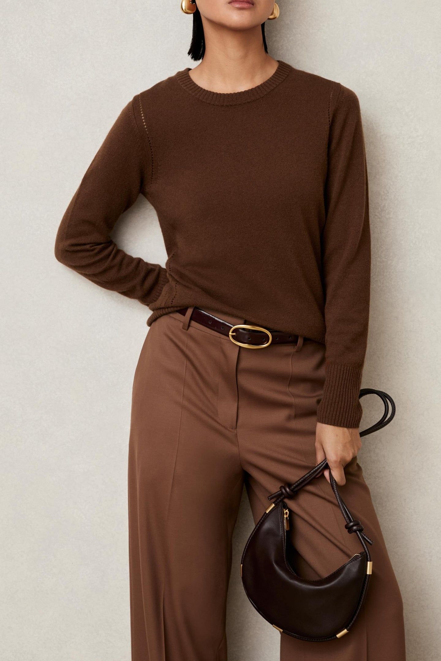CREW NECK JUMPER TOFFEE BROWN 1
