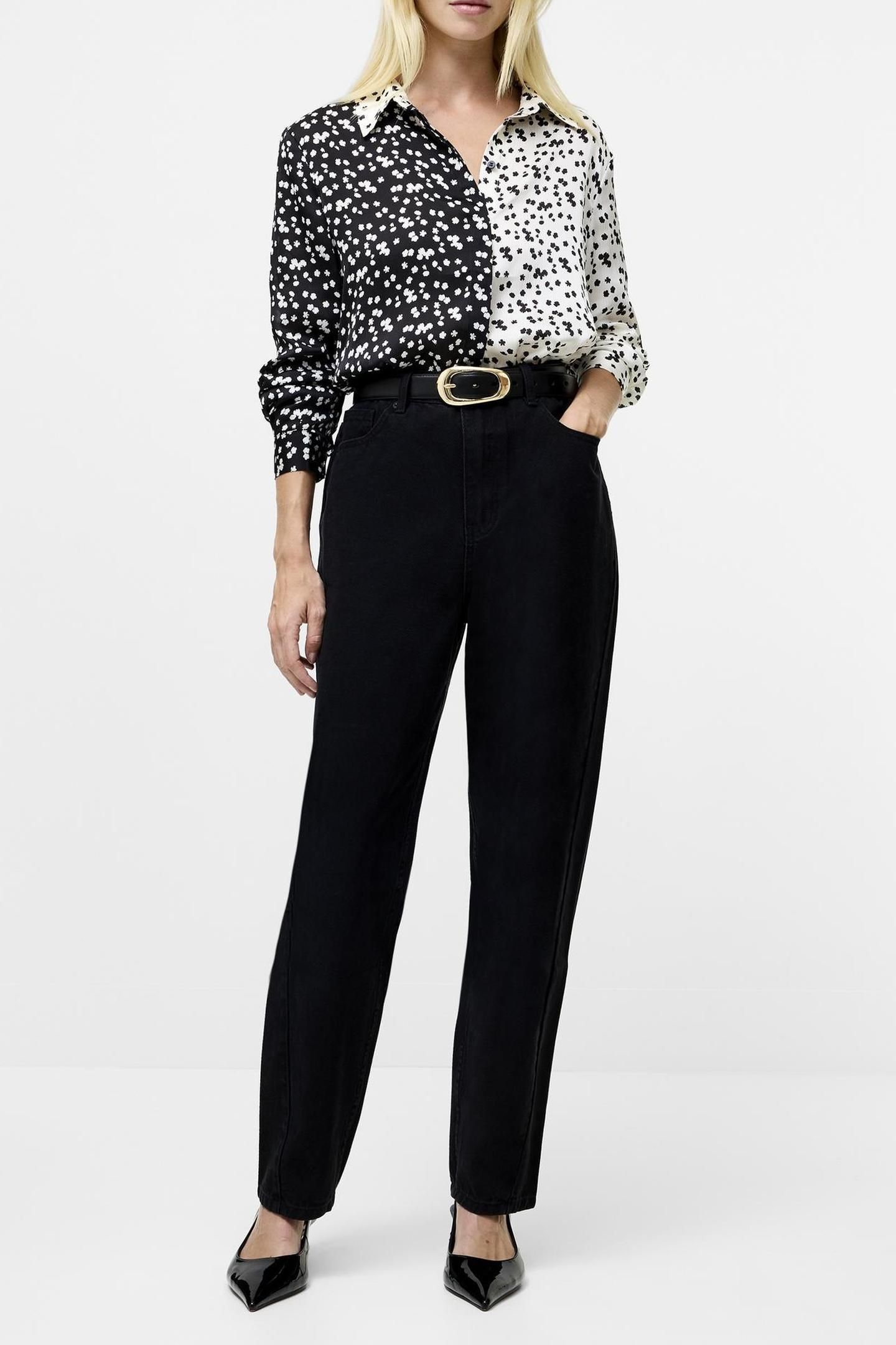 HARRIET MIX DELANCEY SHIRT BLACKOUT PORCELAIN C 2