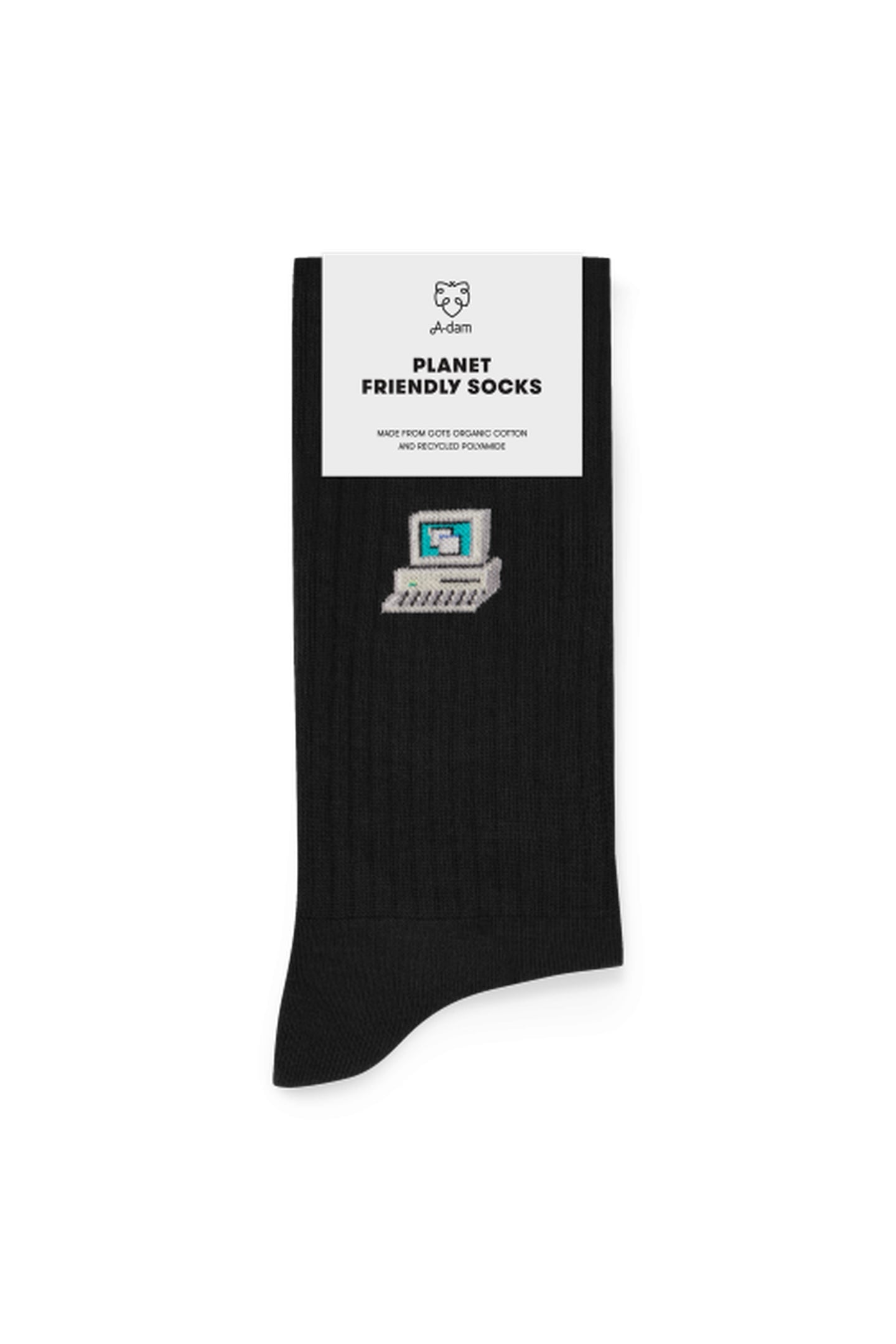 A-DAM 3-PACK CREW SOCKS BLACK COMPUTER BLACK 3