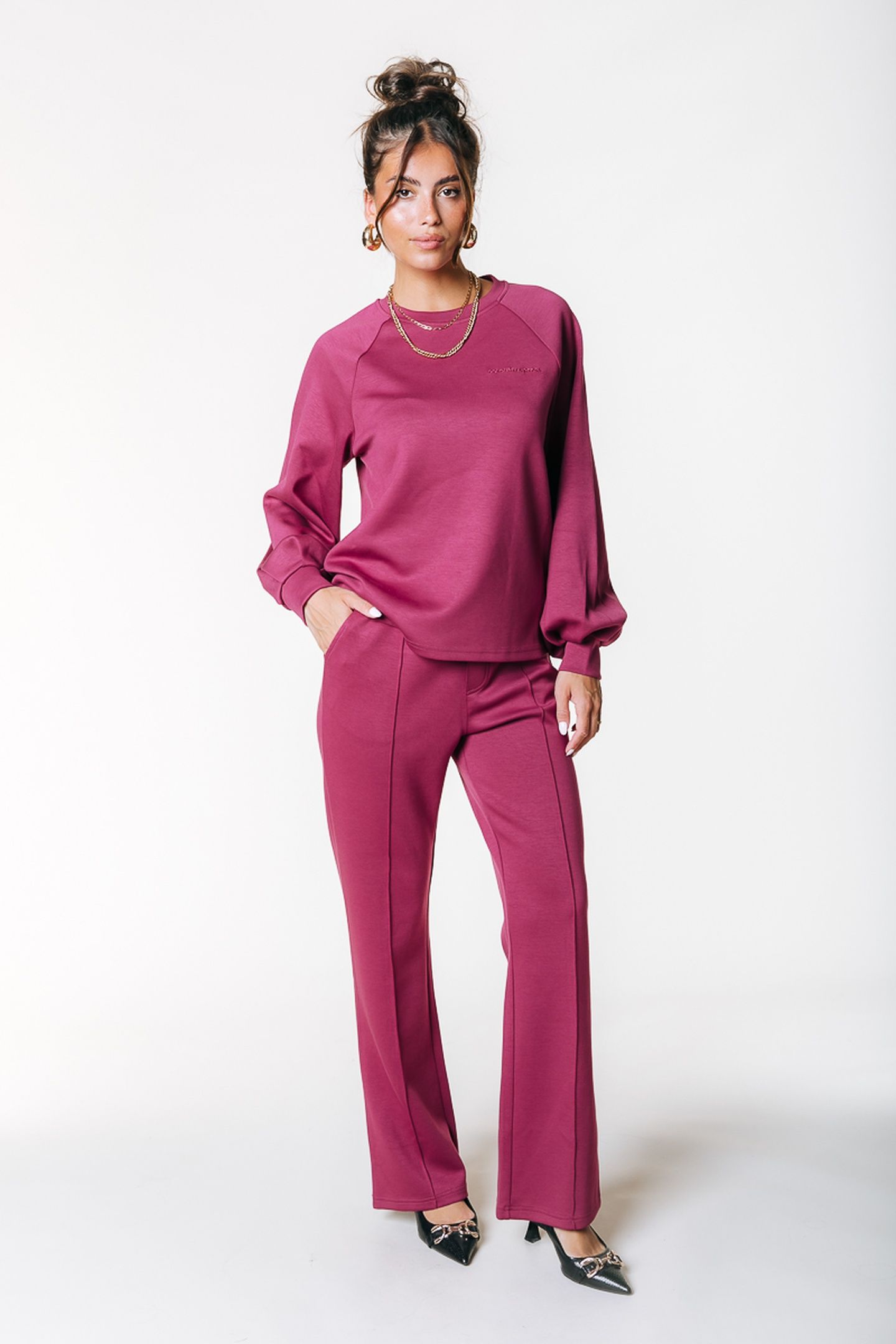 JIBY PINTUCK STRAIGHT PANTS BORDEAUX 1