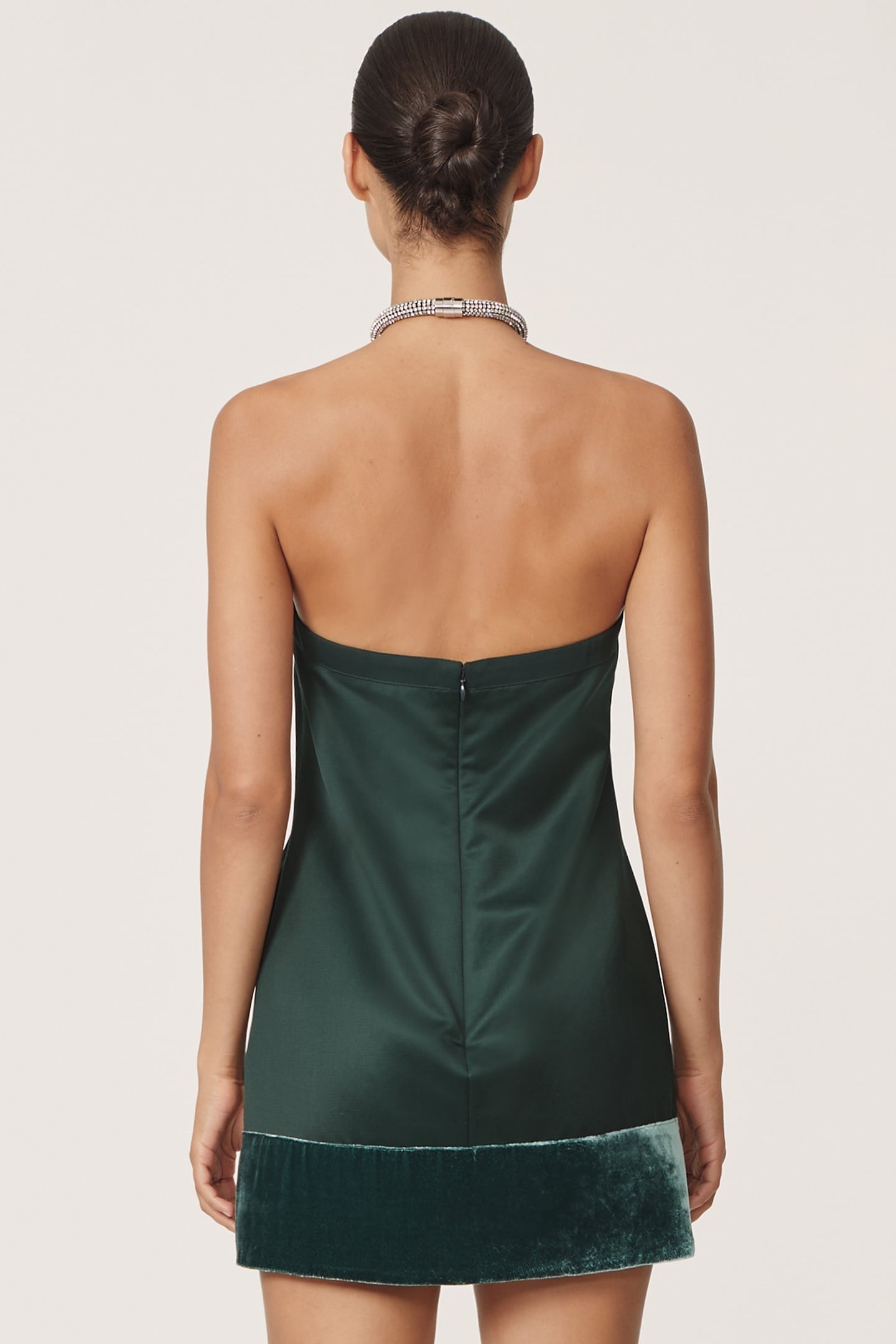 EMBELLISHED NECKLACE MINI DRESS GREEN 2