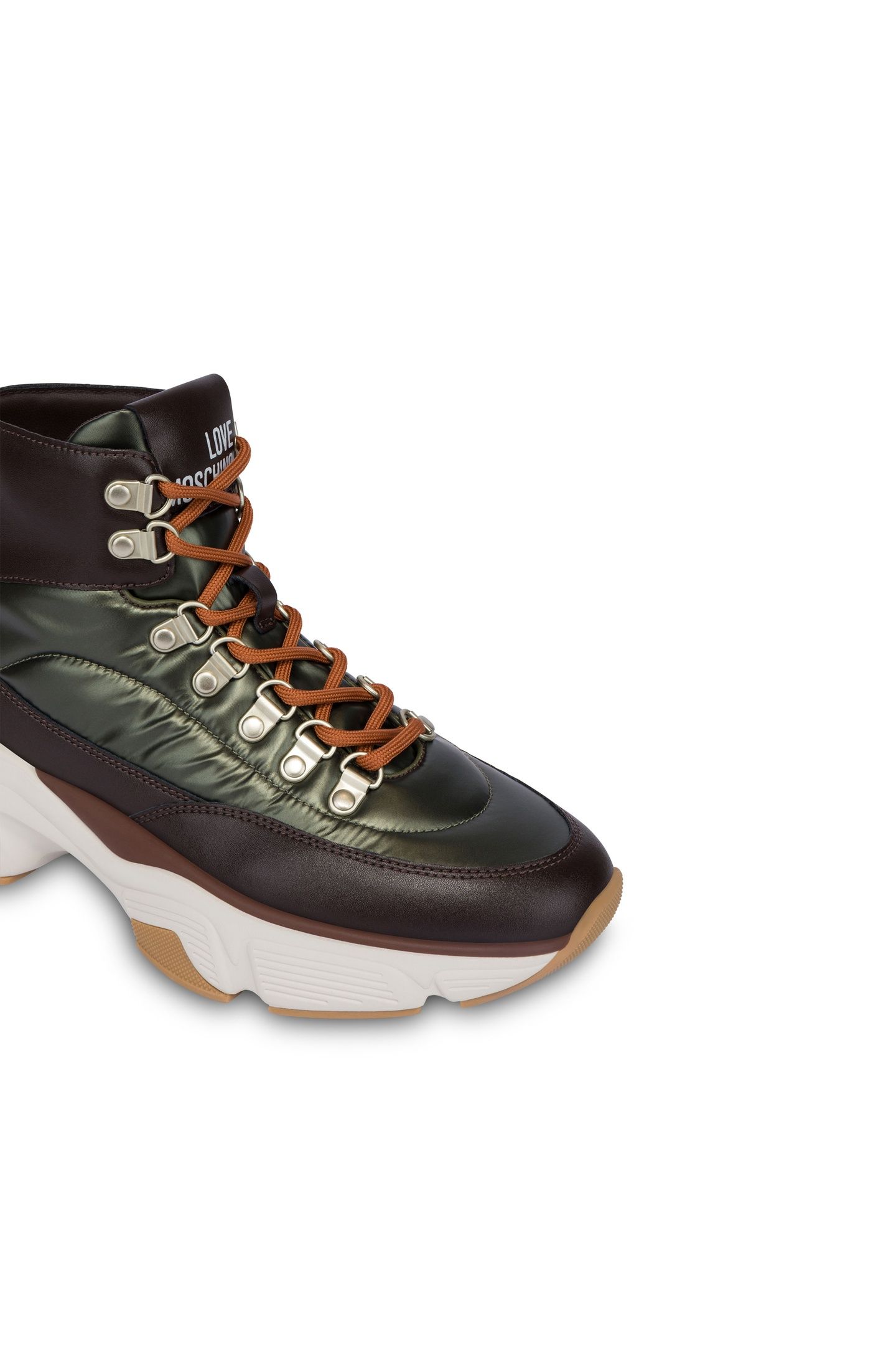 HIGH-TOP SNEAKERS IN CALFSKIN AND NYLON GREEN 3