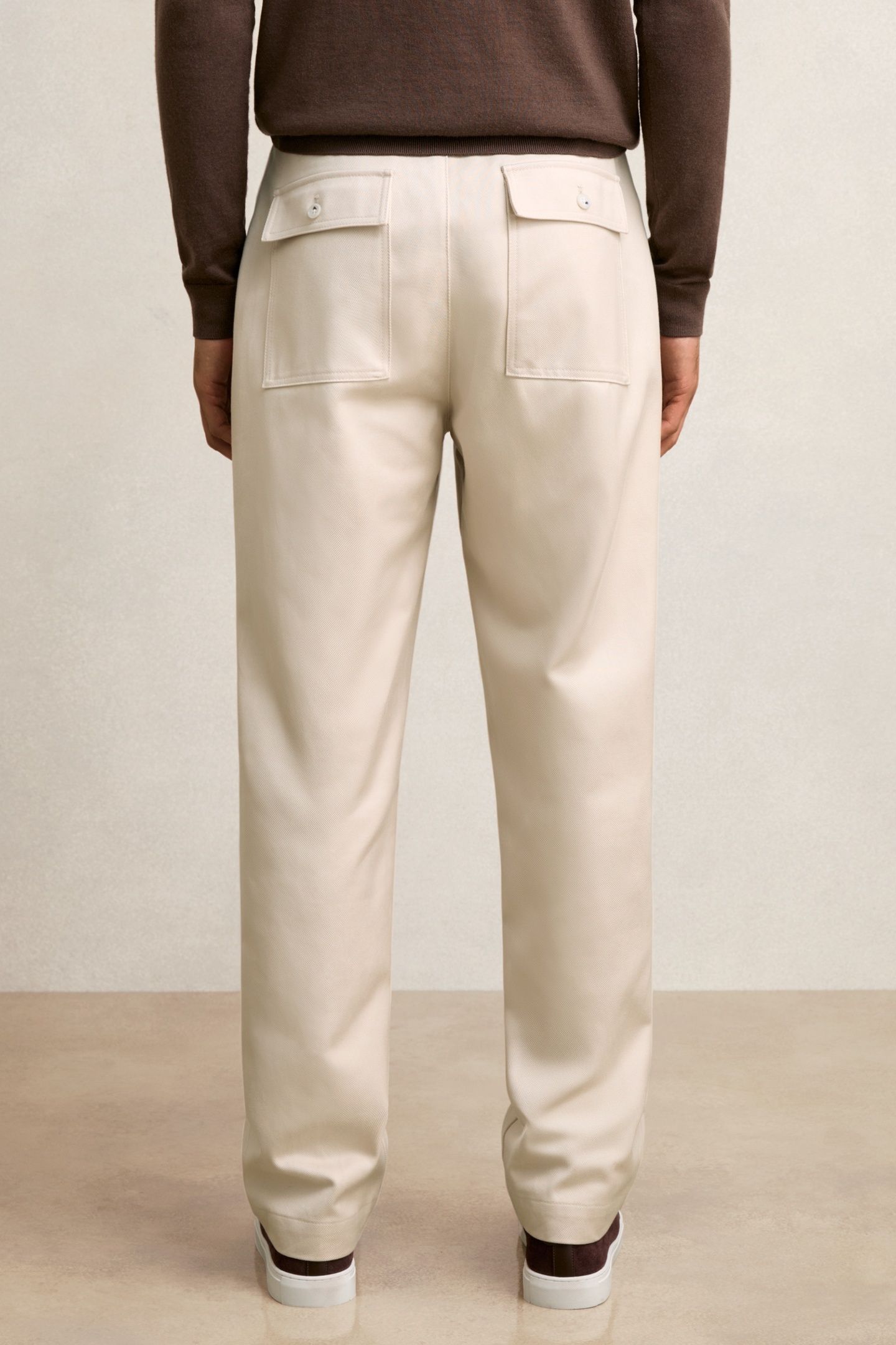 WIDE LEG COTTON TWILL UTILITY TROUSER ECRU 2
