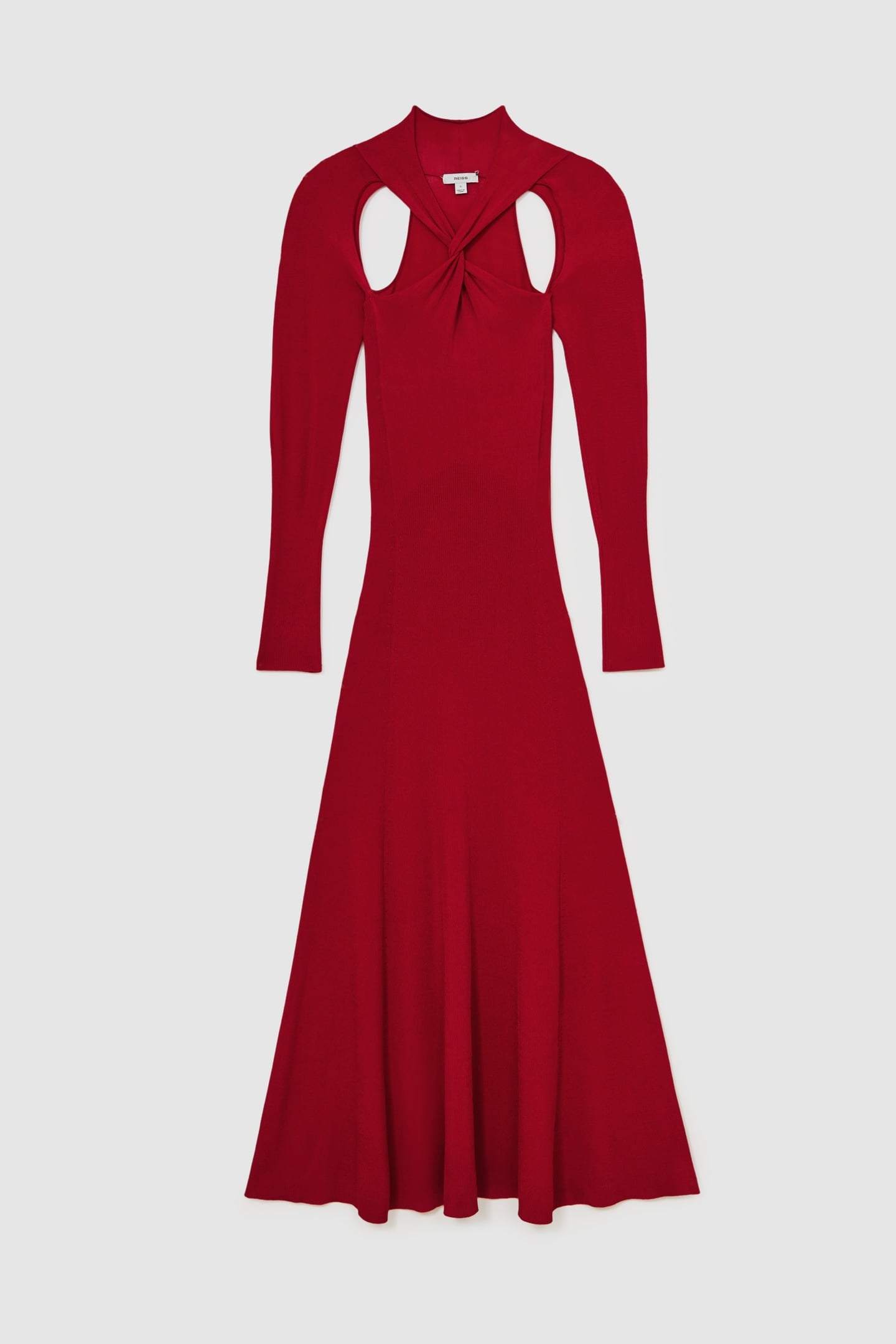 CUT OUT KNITTED MIDI DRESS RED 4