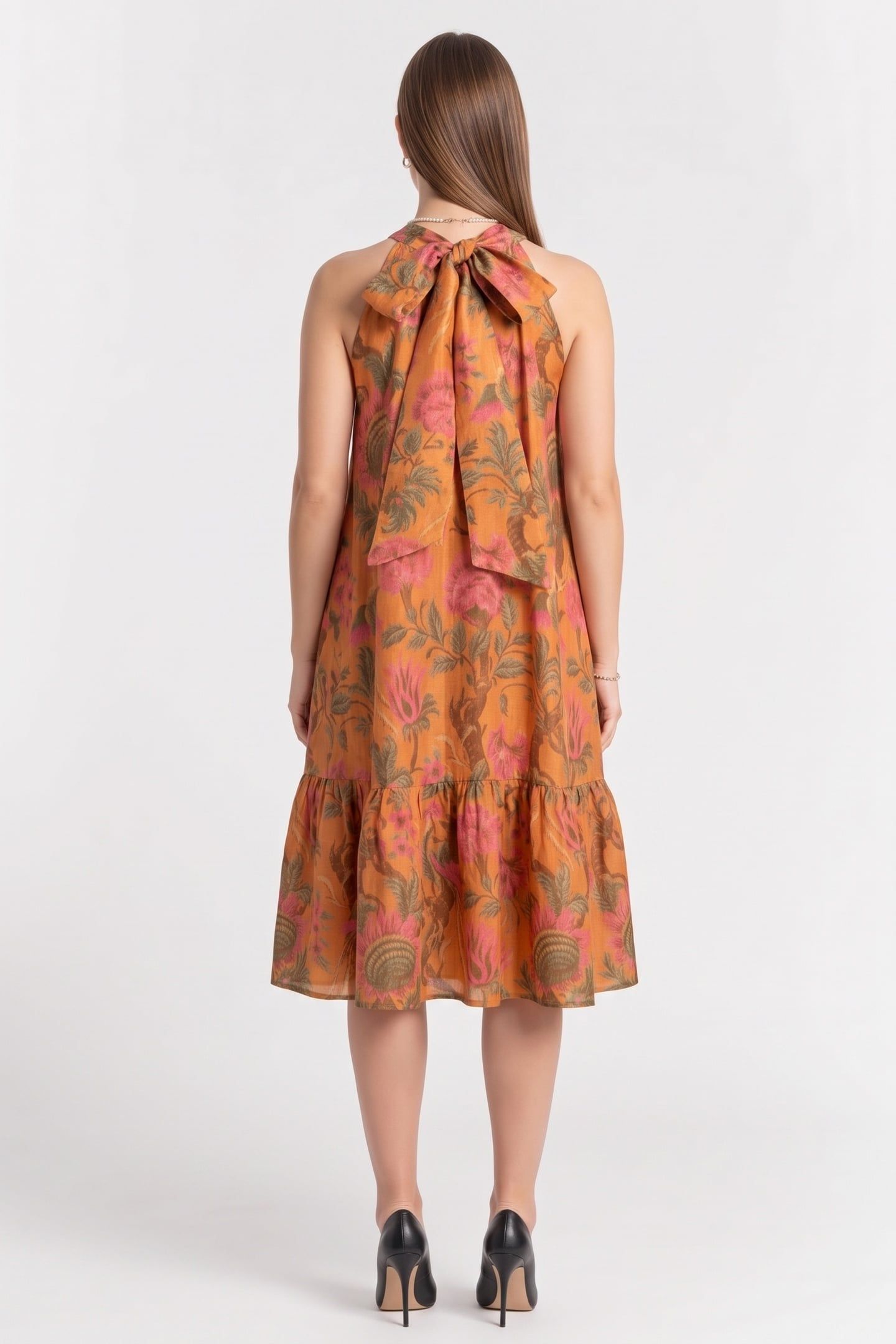 LA TASHA AOP DRESS ORANGE 2