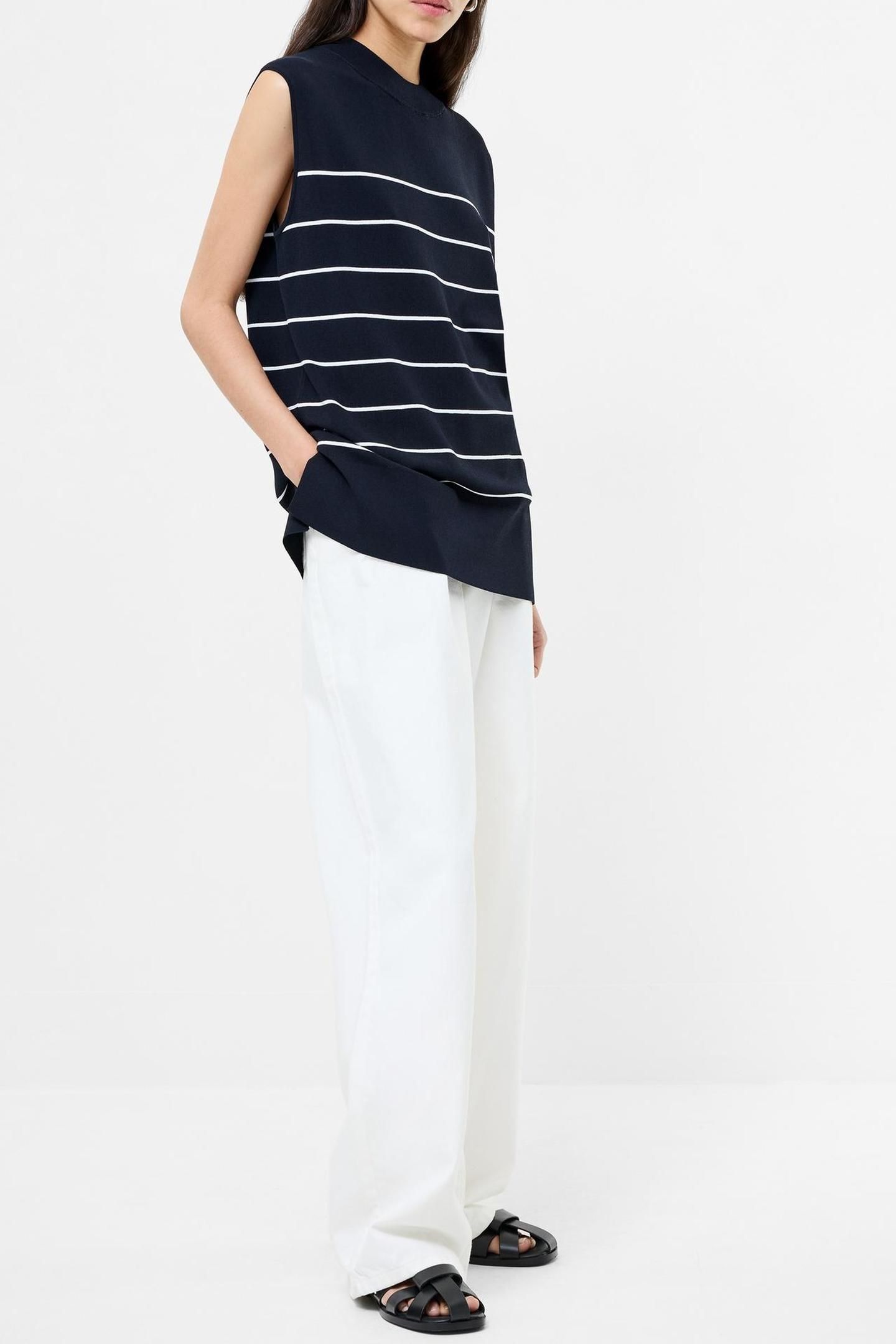 OTTIE STRIPED VEST NAVY WHITE 4