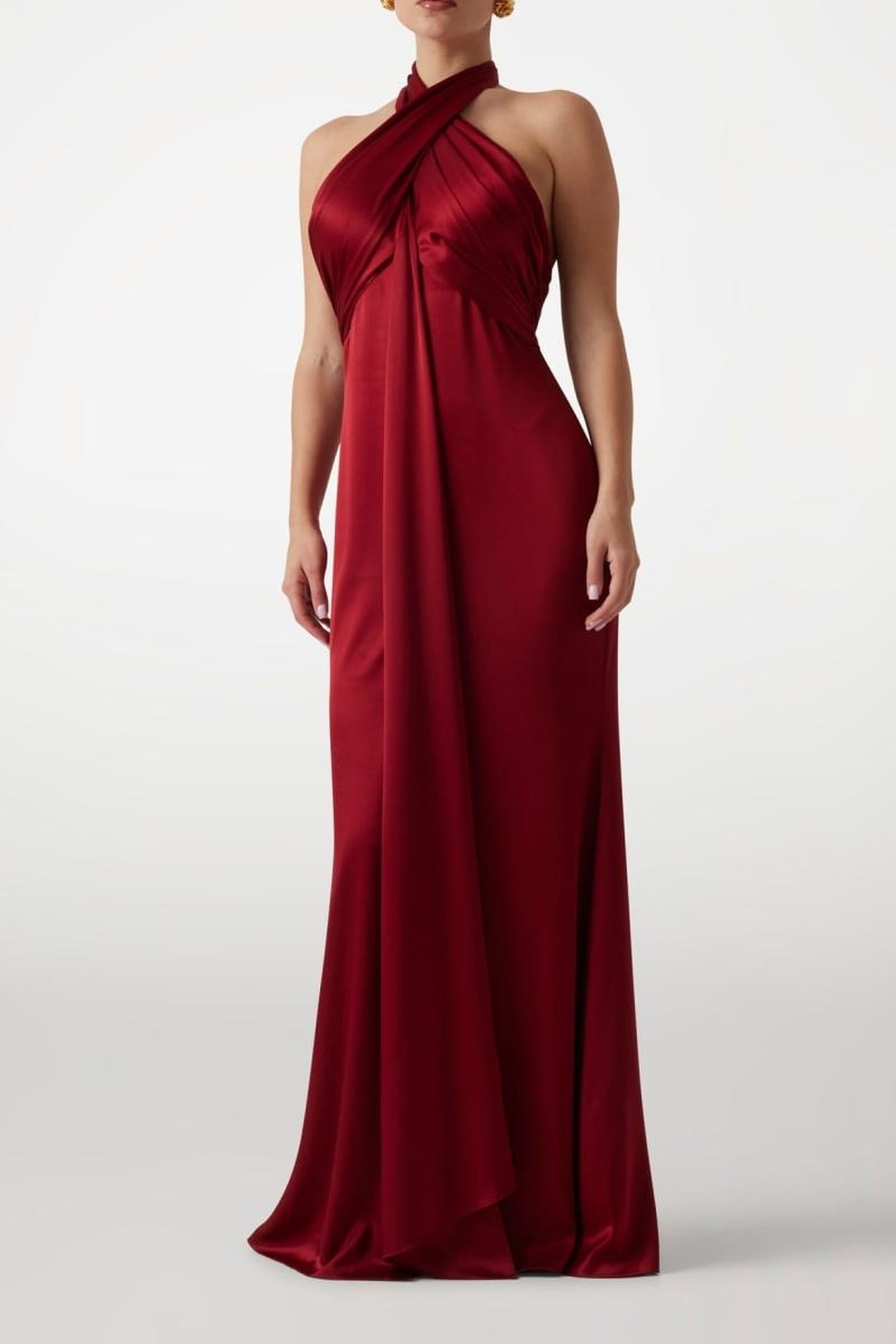 ARETHA HALTER KNOT L DARK JAM RED 1