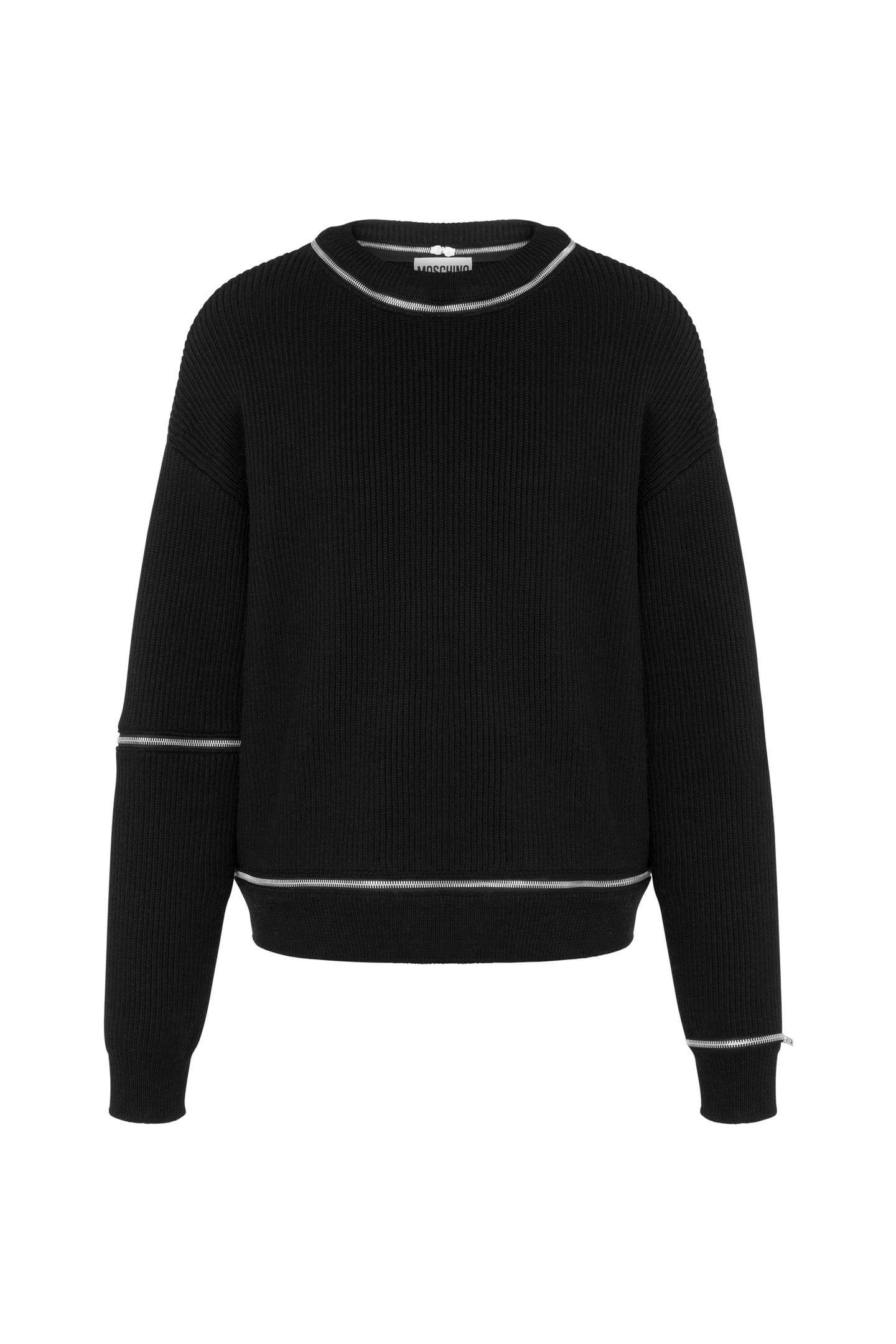 RIBBED WOOL PULLOVER WITH ZIP BLACK 3