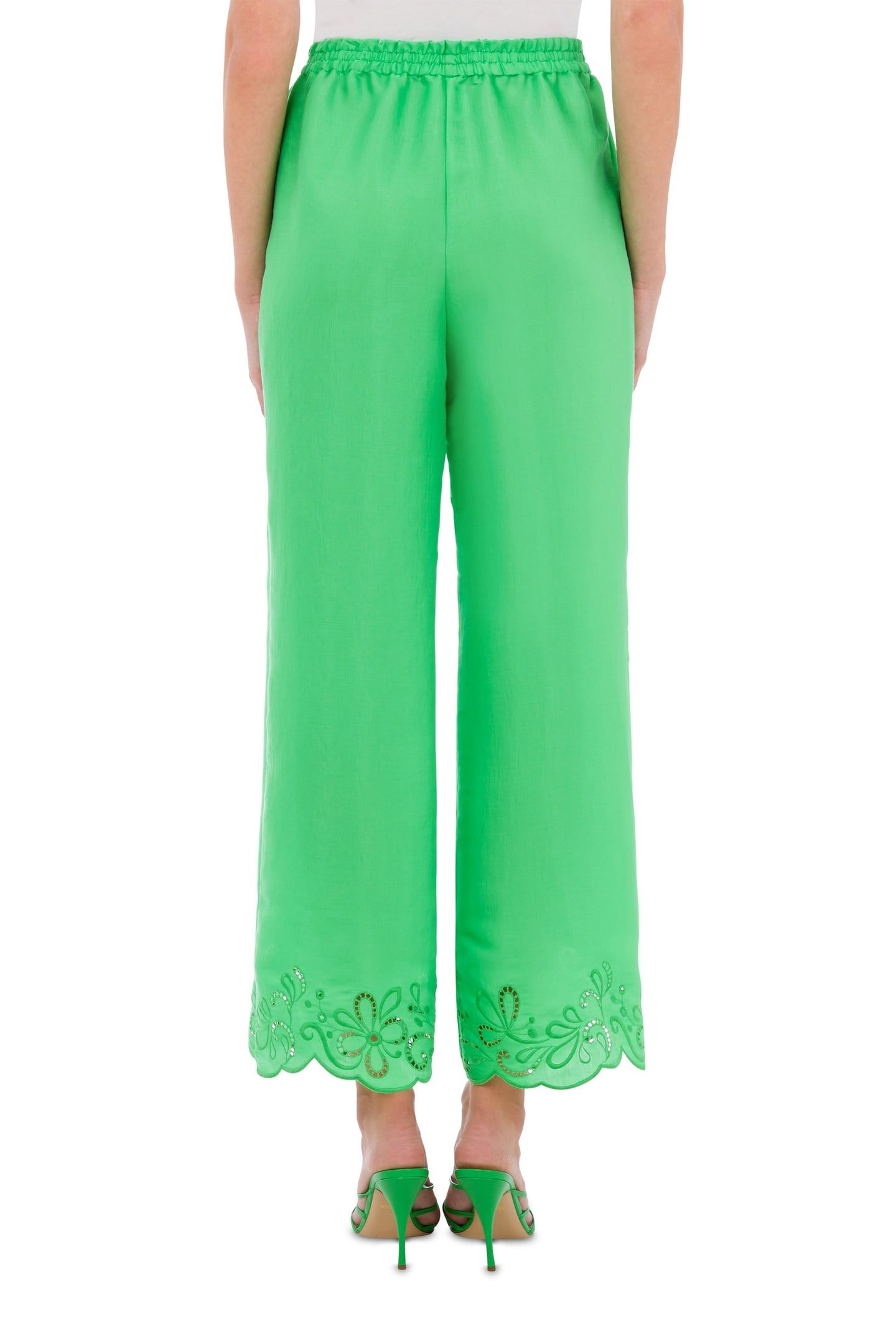 WIDE TROUSERS IN NYLON AND VISCOSE AJOUR GREEN 2