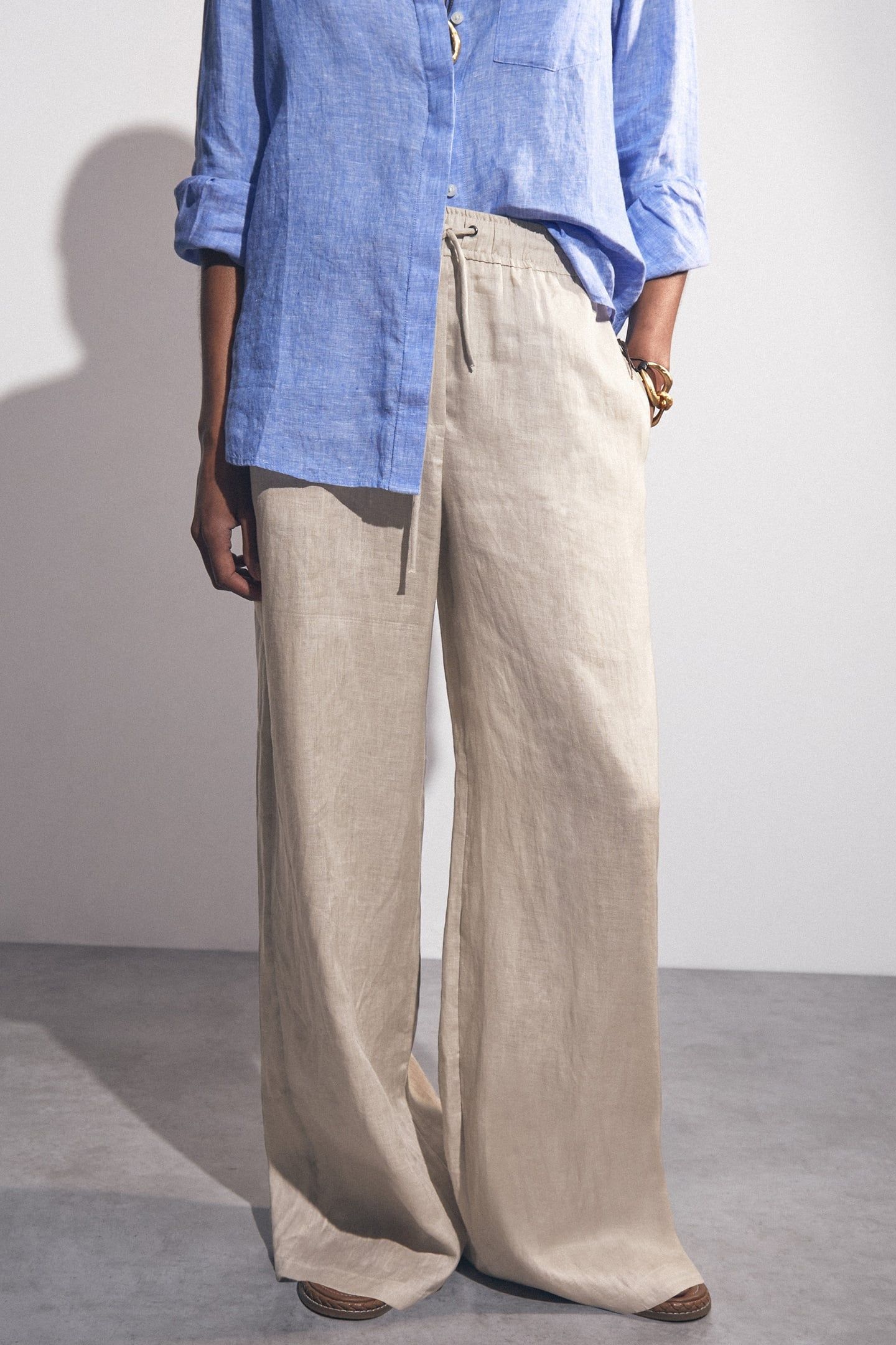 LINEN WIDE LEG TROUSER NEUTRAL 1