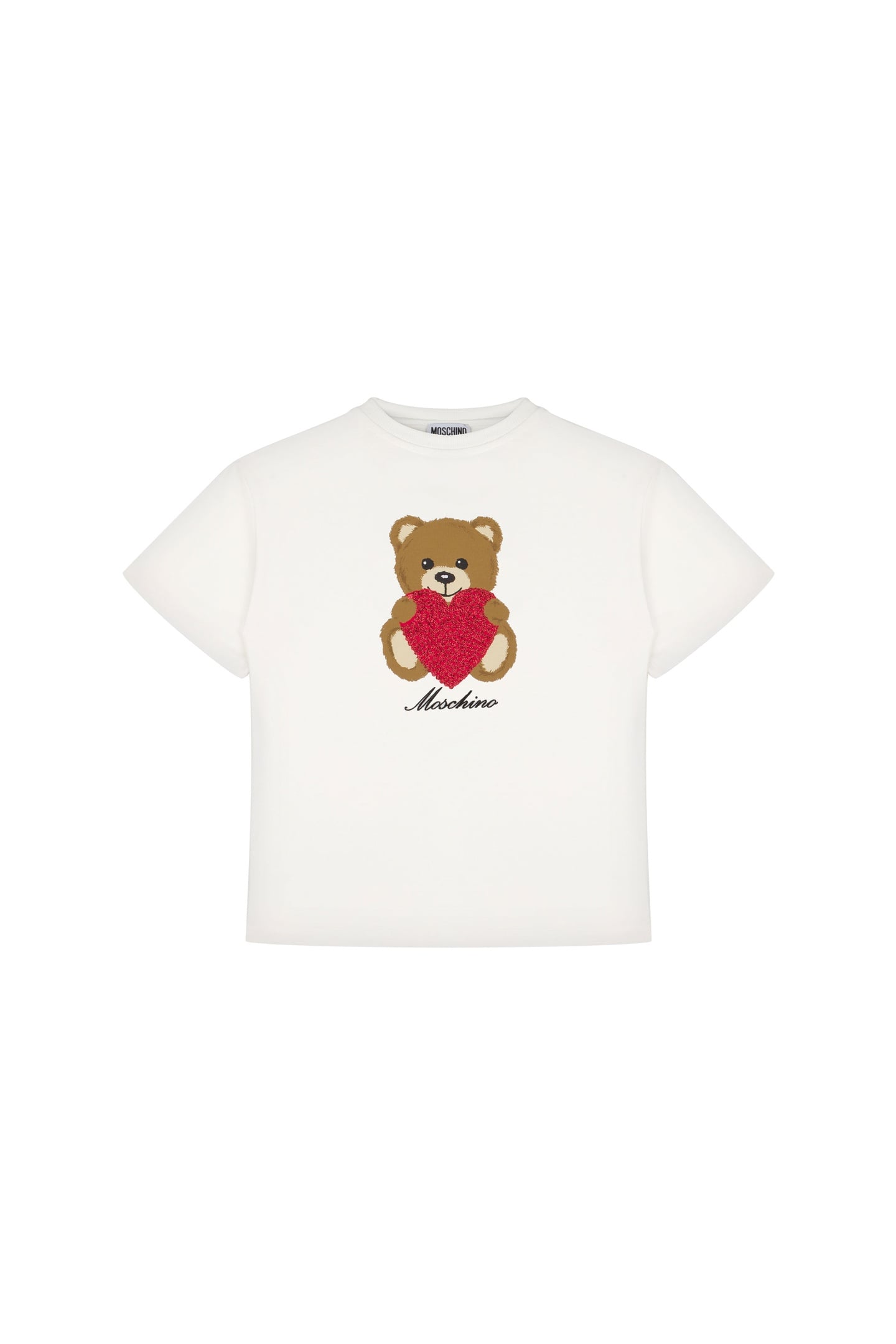 GIRL'S MAXI T-SHIRT IN JERSEY HEART TEDDY BEAR WHITE 1