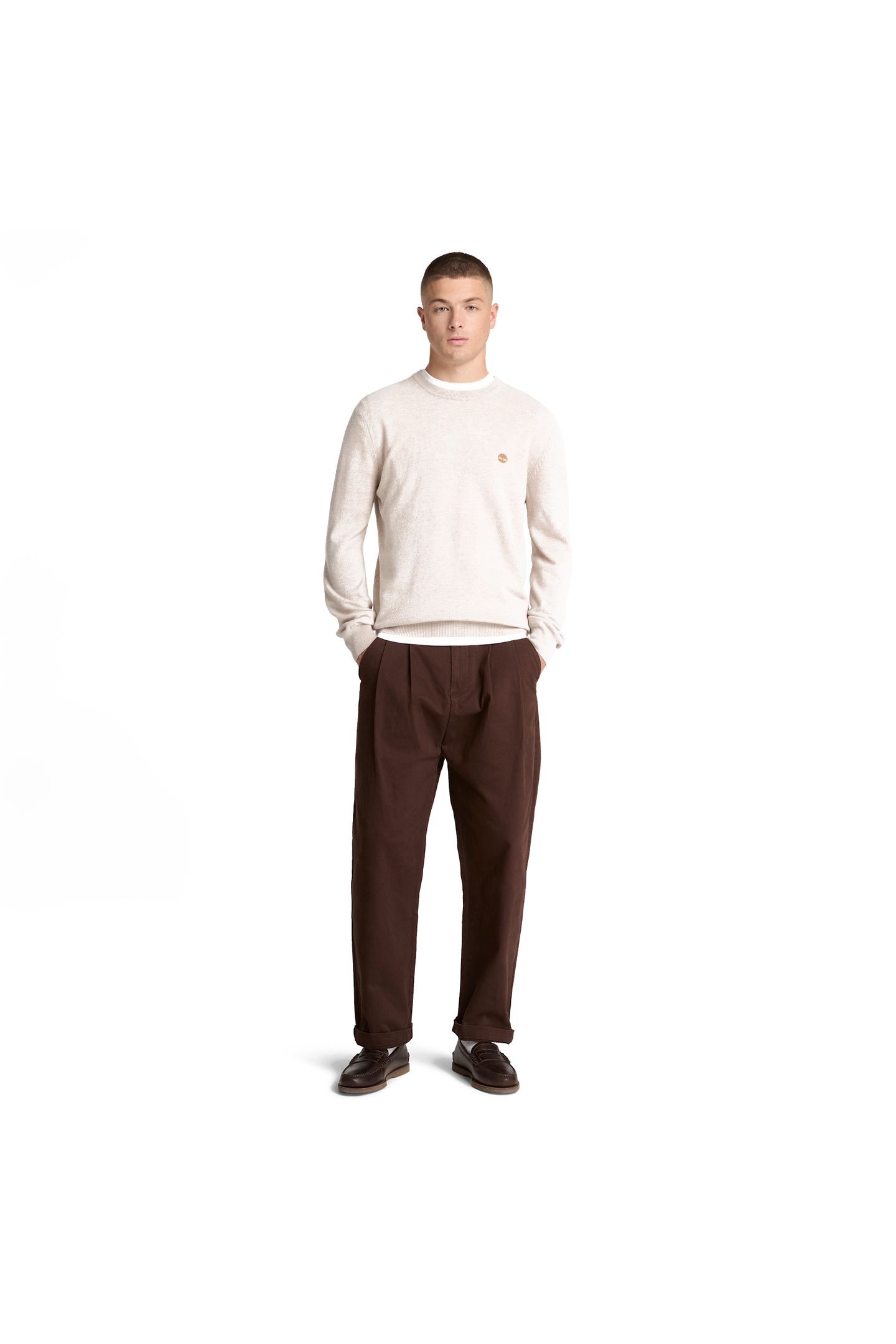 JAFFREY WOOL CREWNECK SWEATER LIGHT OATMEAL HEATHER 3