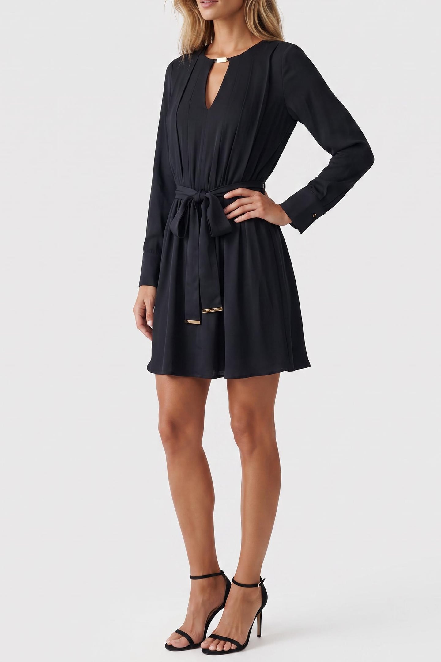 ANITA V NECK FLARED JET BLACK A996 1