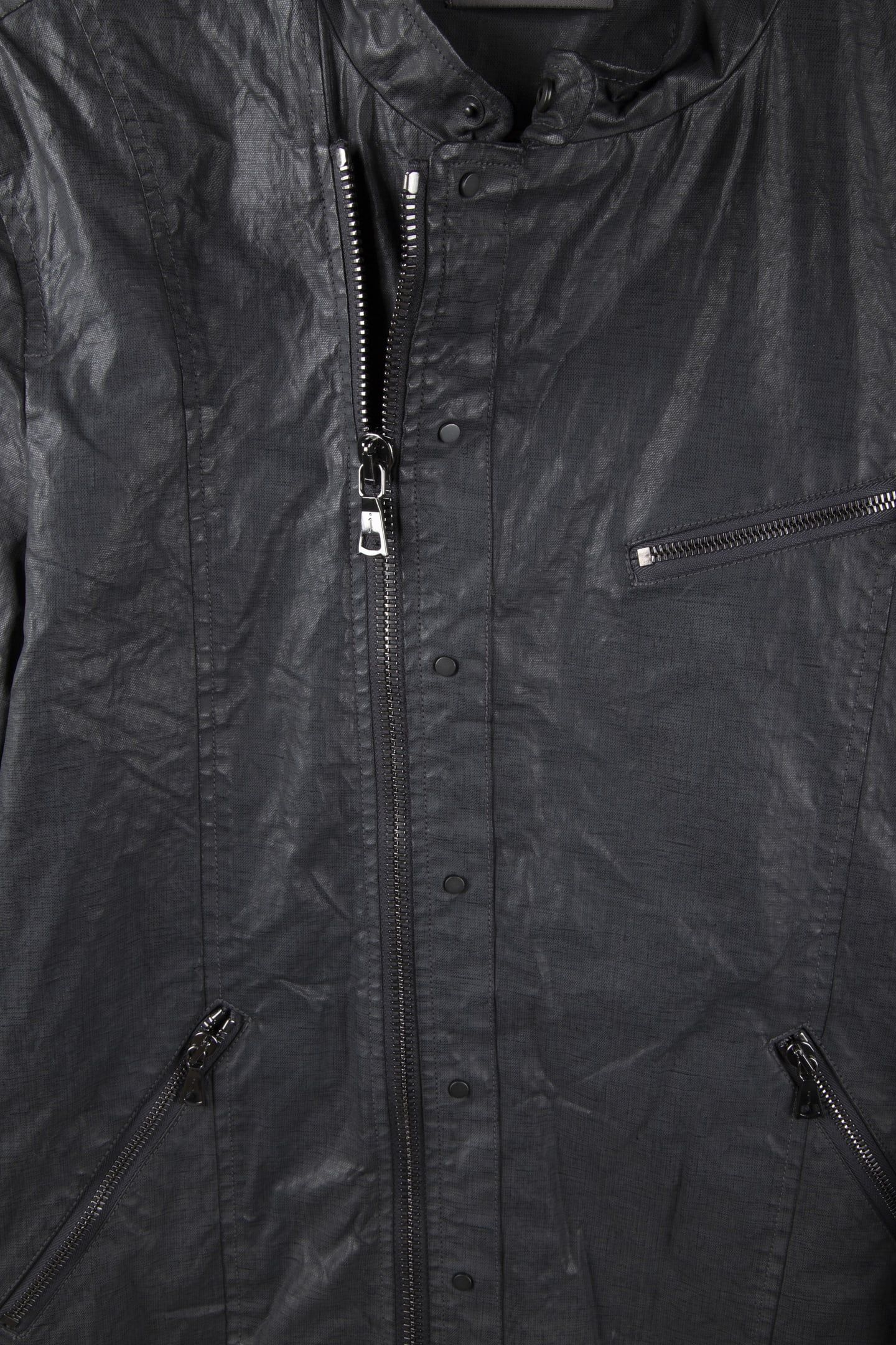 SLIM FIT ASYMMETRIC SNAP/ SEAL GREY 6