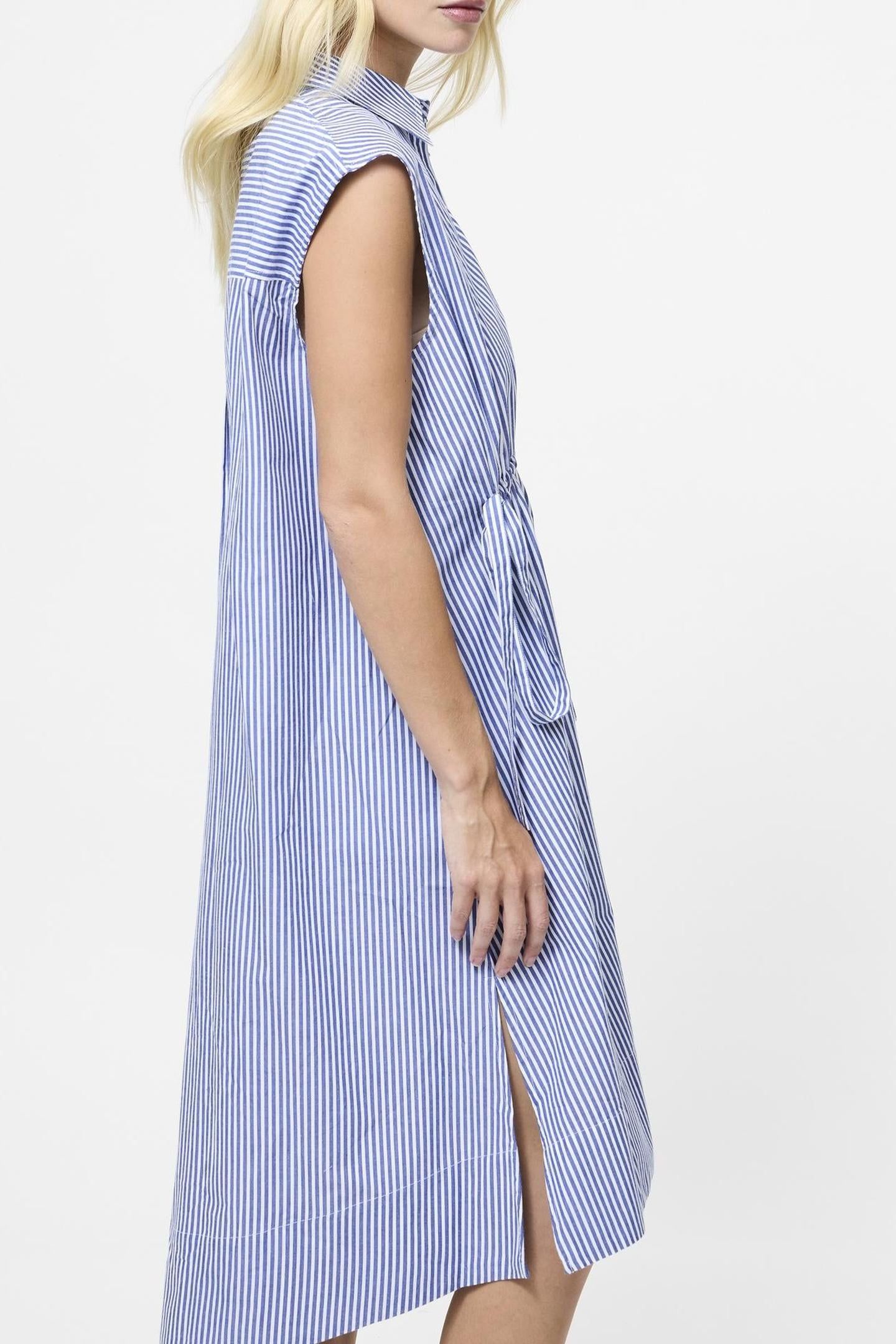 RHODES STRIPE S/LESS DRESS LINEN WHITE/MARINE 4