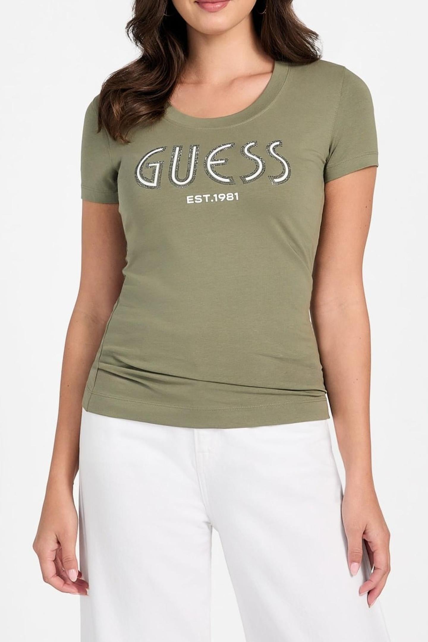 CN SS GUESS LOGO TEE LICHEN LEAF GREEN 1