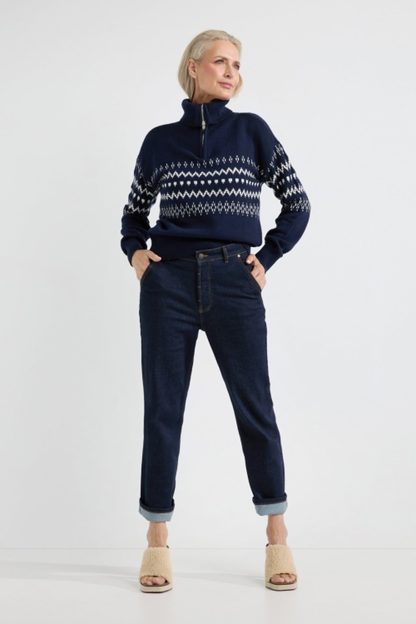 ALANA SWEATER NAVY PRINT 1
