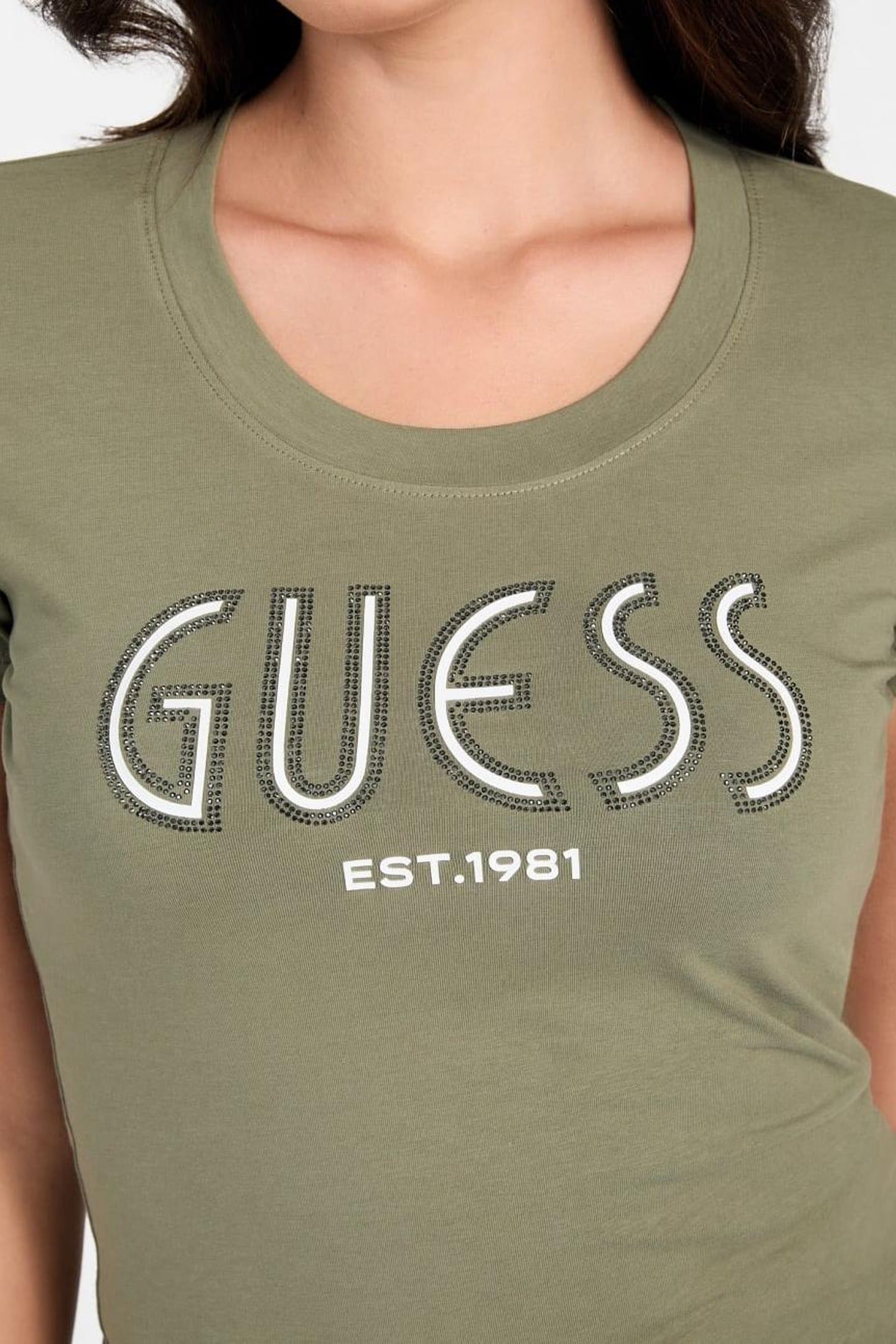 CN SS GUESS LOGO TEE LICHEN LEAF GREEN 4