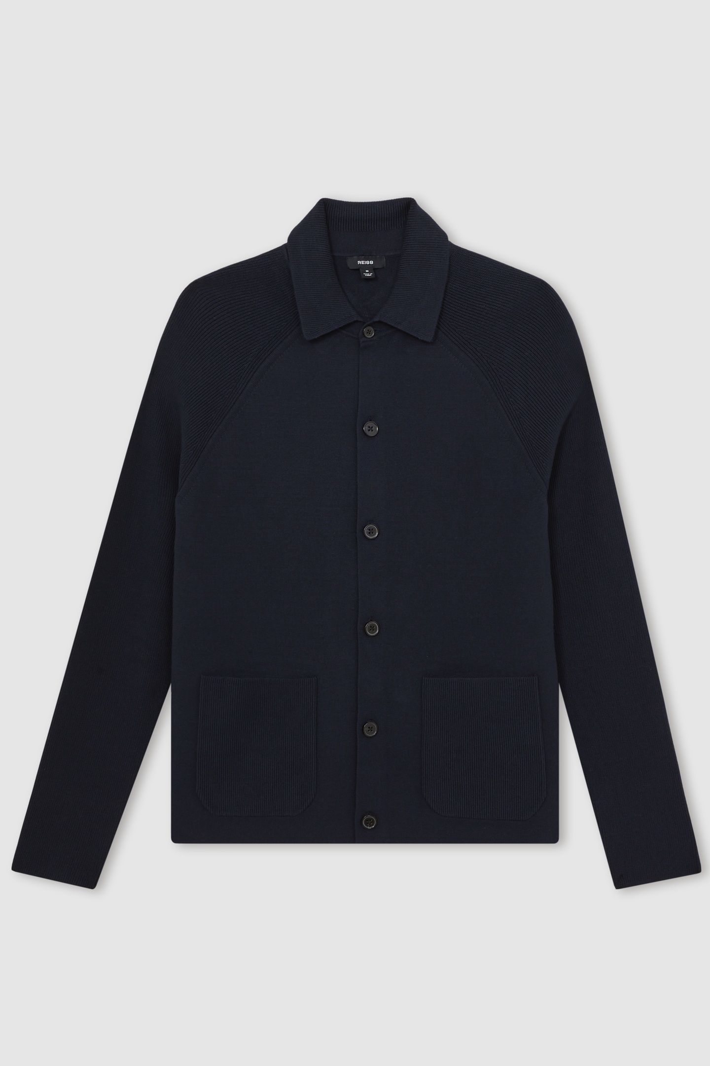 LS BUTTON THROUGH RIBBED SLEEVE SHIRT NAVY BLUE 4