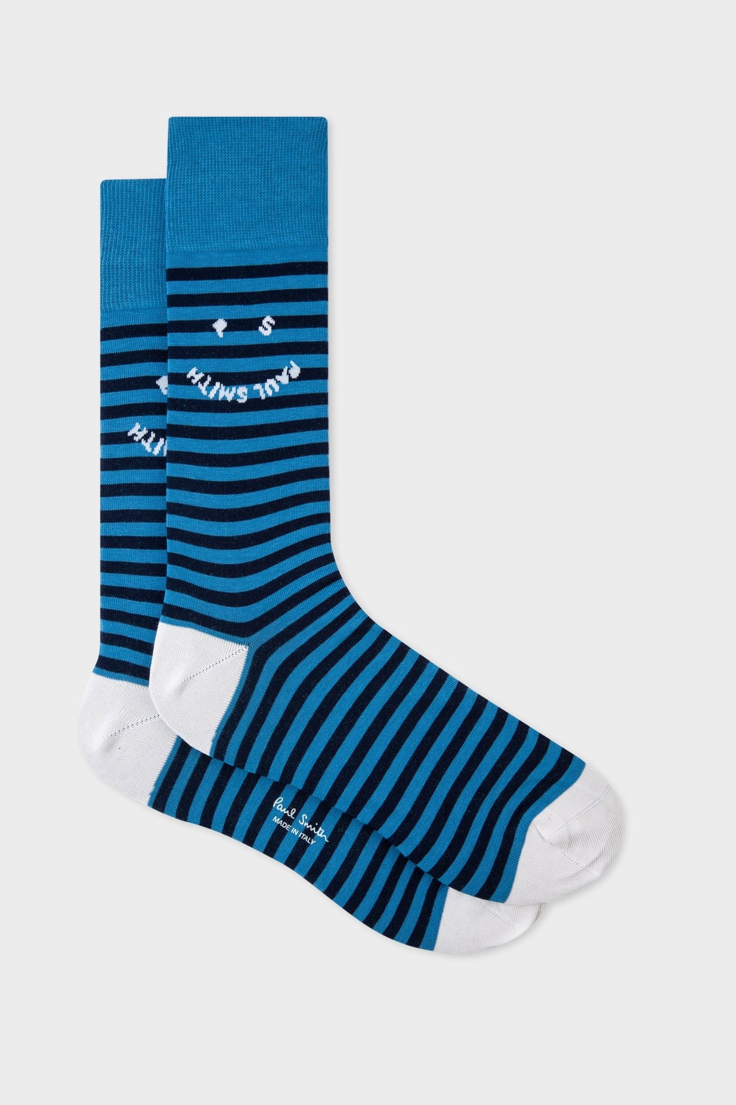 MEN SOCK HAPPY STRIPE TURQUOISE 1