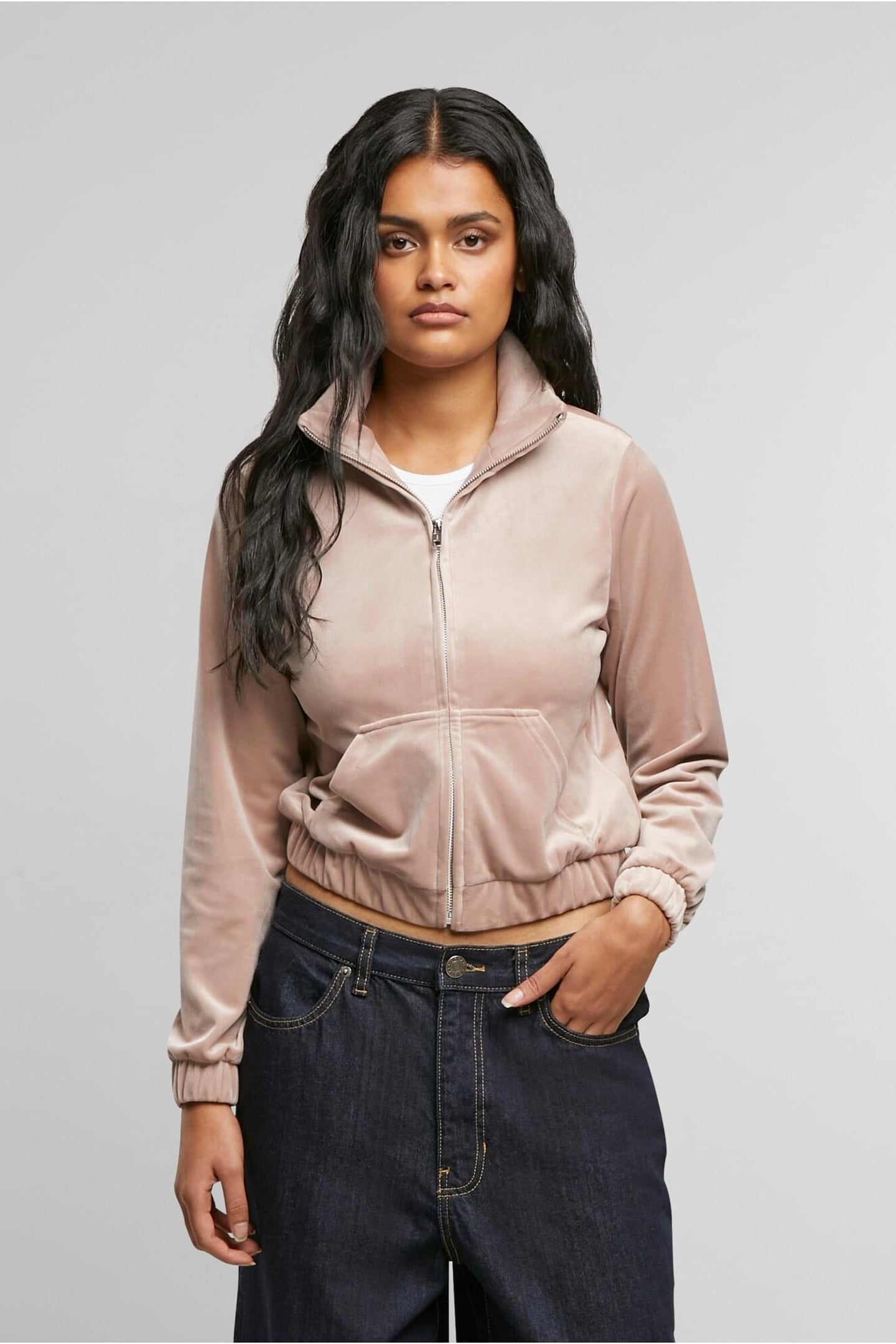 LADIES SHORT VELVET TRACK JACKET DUSKROSE 6