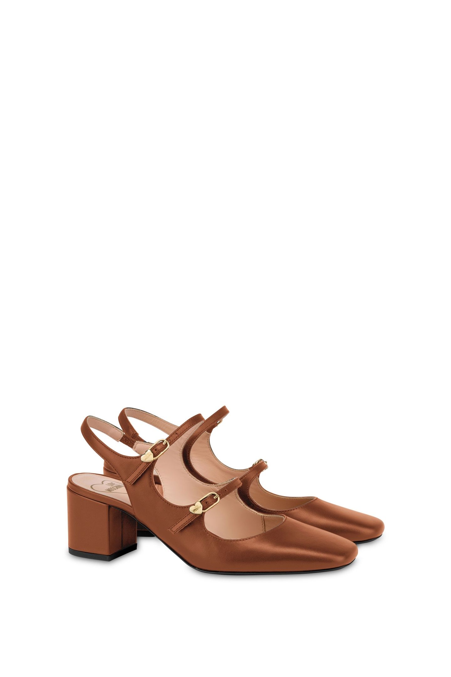LOVE MOSCHINO PUMP WITH STRAP BROWN 2