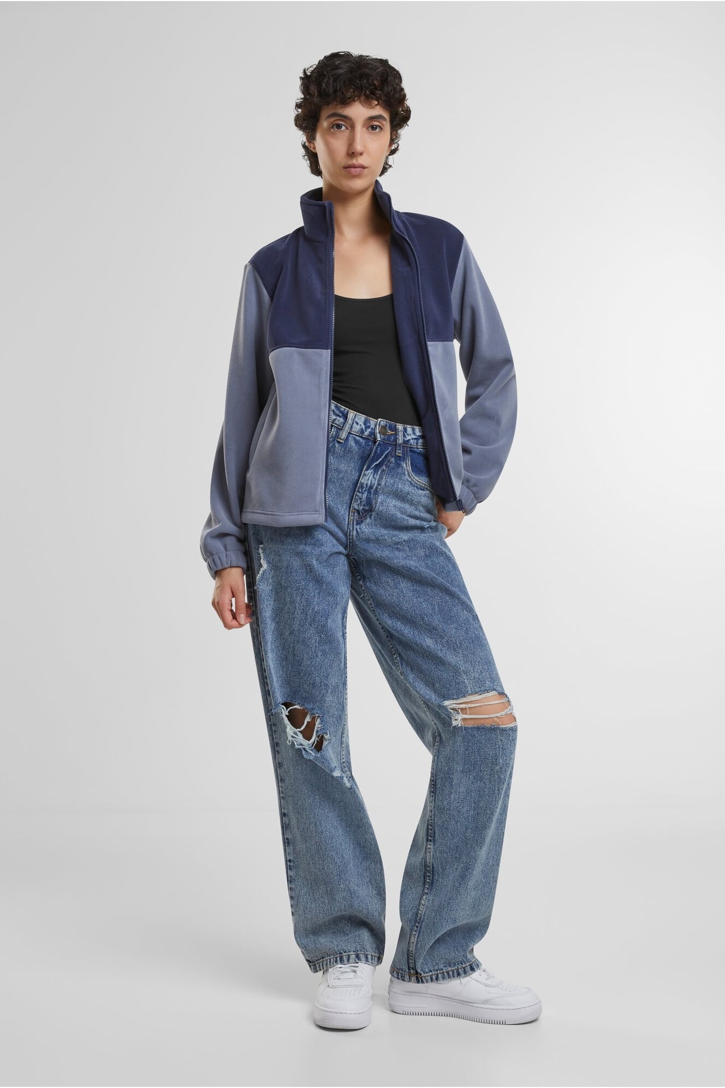 LADIES DOUBLE POLARFLEECE JACKET NAVY/CLOUDSKY 6