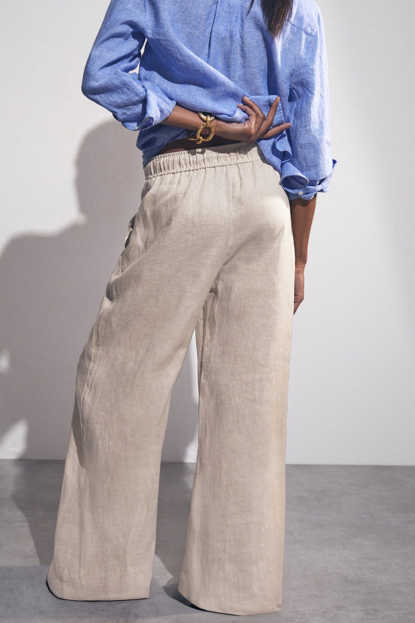 LINEN WIDE LEG TROUSER NEUTRAL 2