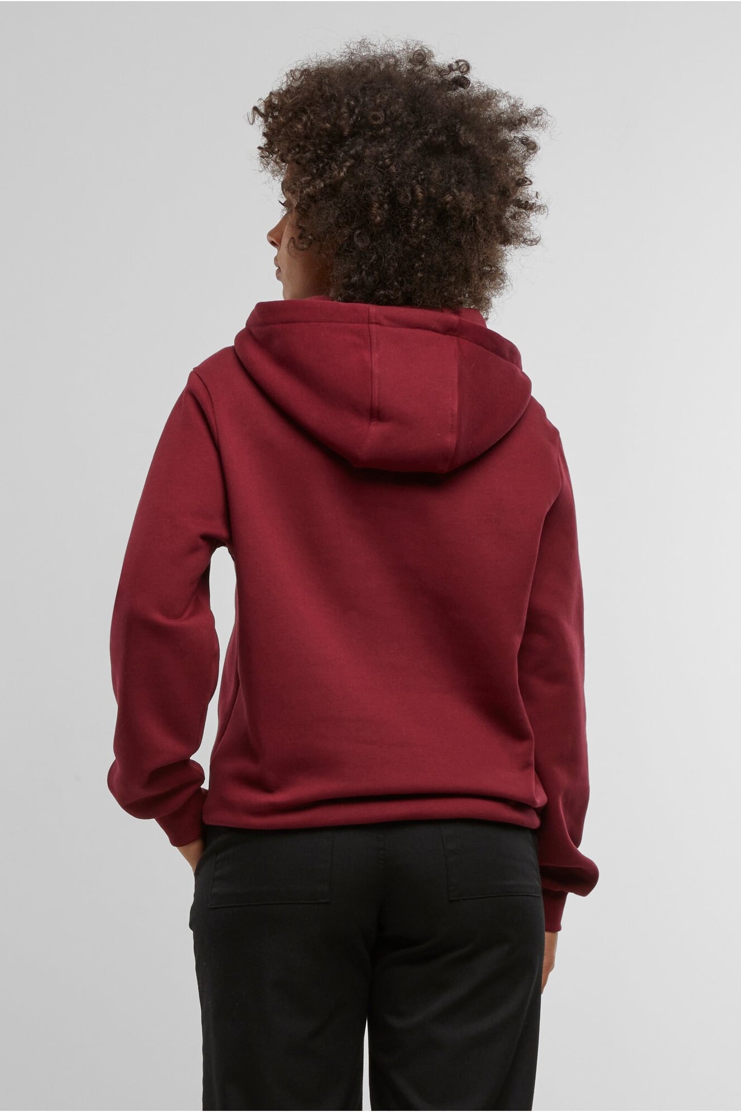LADIES ESSENTIALS LOOSE BRUSHED FLEECE HOODY BURGUNDY 2