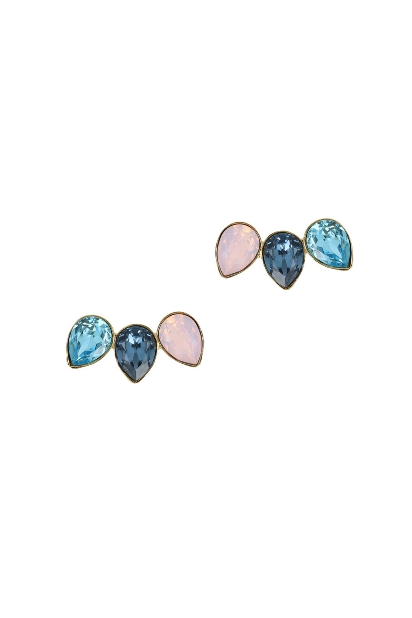 CLASSIC TRIPLE LEAF EARPINS ROSEWATER OPAL PINK, BLUE 2