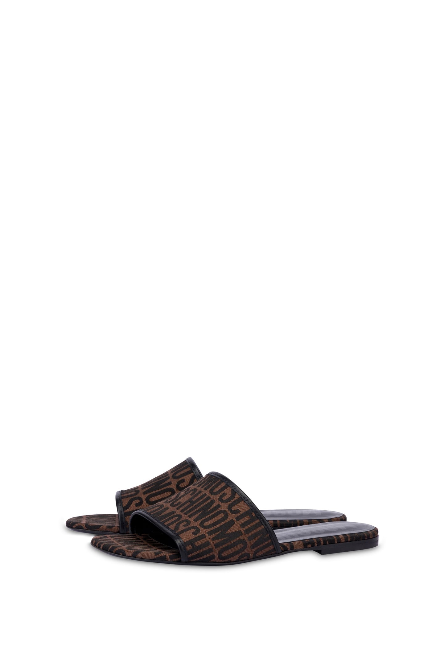 FLAT SANDALS IN ALLOVER LOGO NYLON BROWN 2