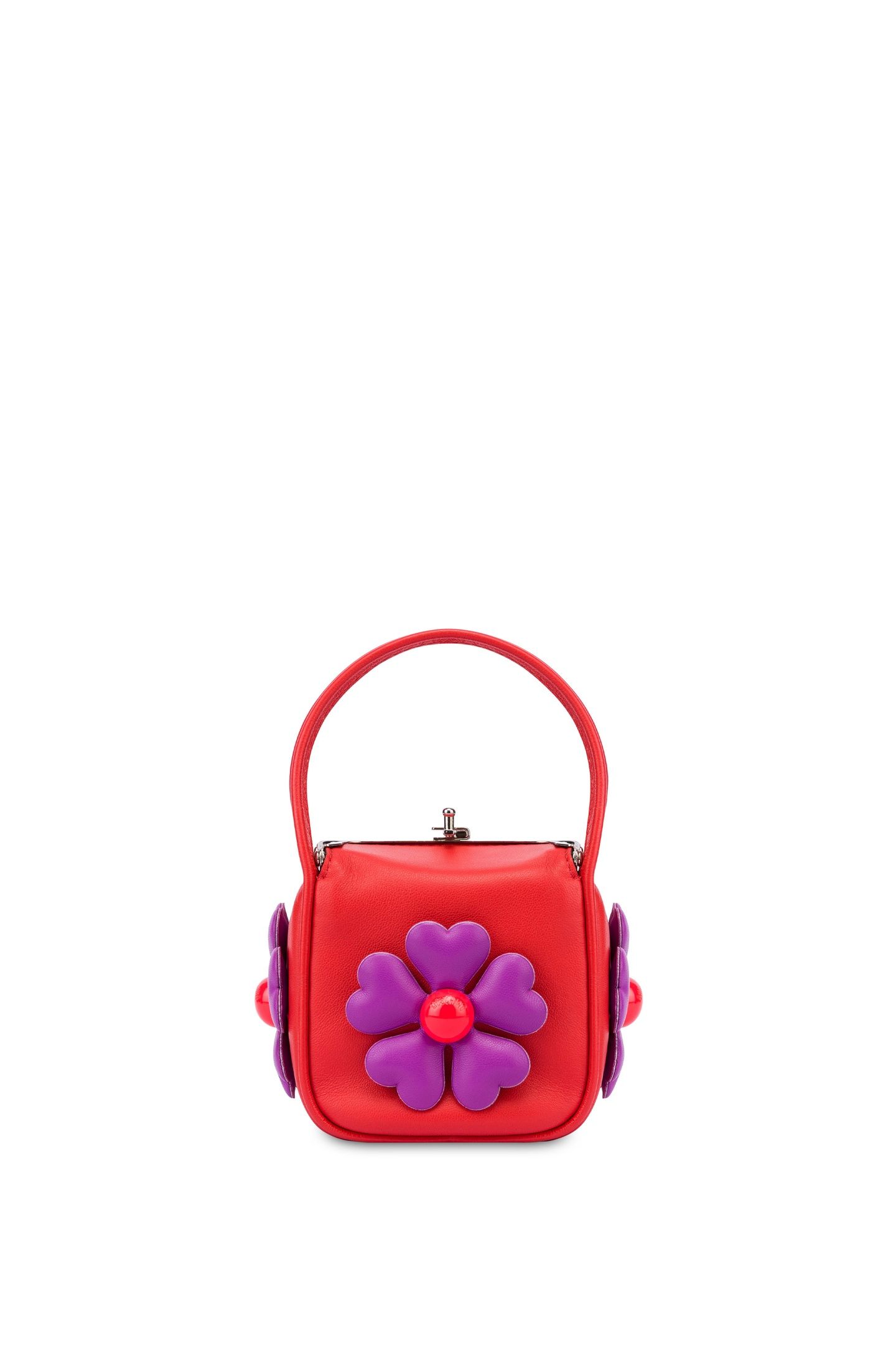 HEART FLOWERS NAPPA LEATHER MICROBAG RED 2