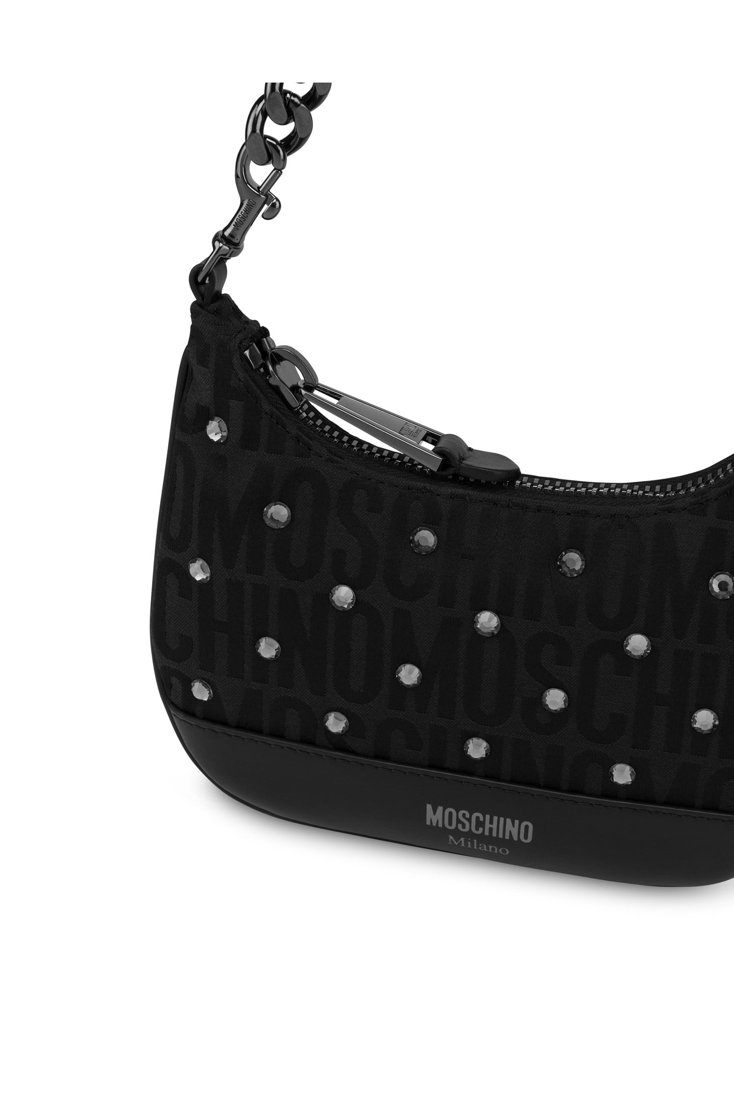 ALLOVER LOGO MINI BAG WITH RHINESTONES BLACK 4